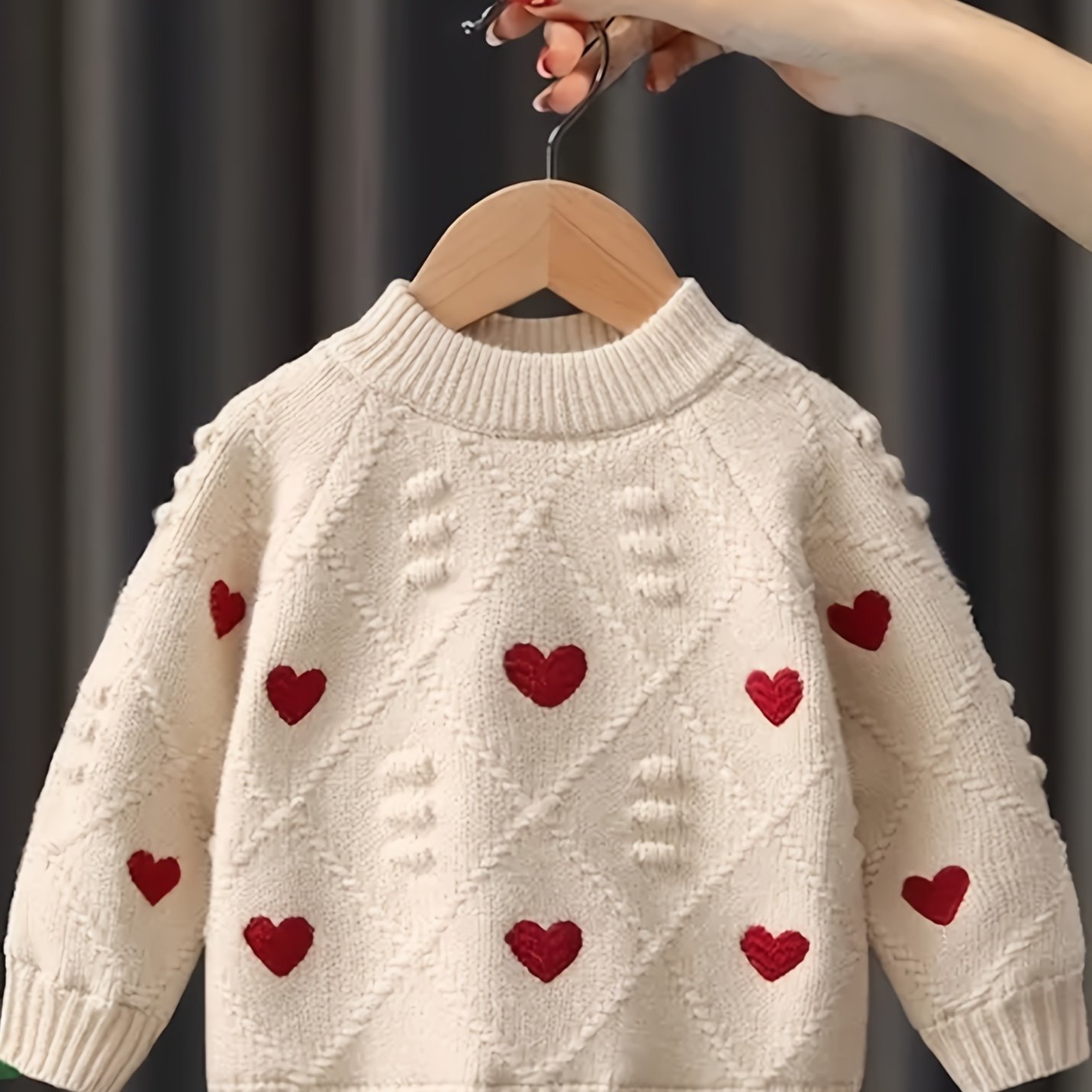Image of Girls' Sweater 2024 New Autumn/winter Stylish Children's Top Thick Knit Base Layer For Girls