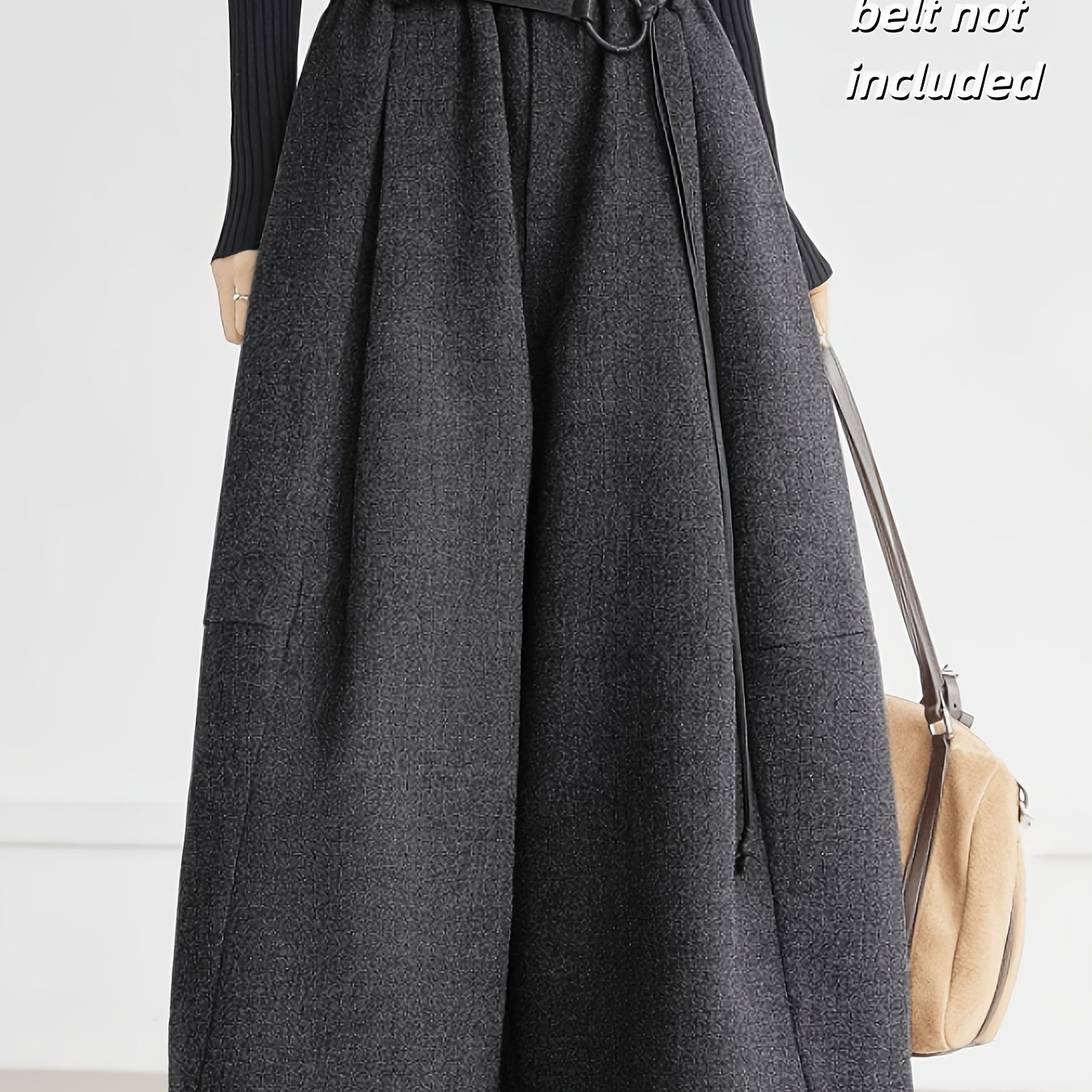 TEMU Nuove culottes corte da donna /inverno, eleganti e , pantaloni plissettati a larga con elastico in vita, vestibilit� casual [Cintura non ]