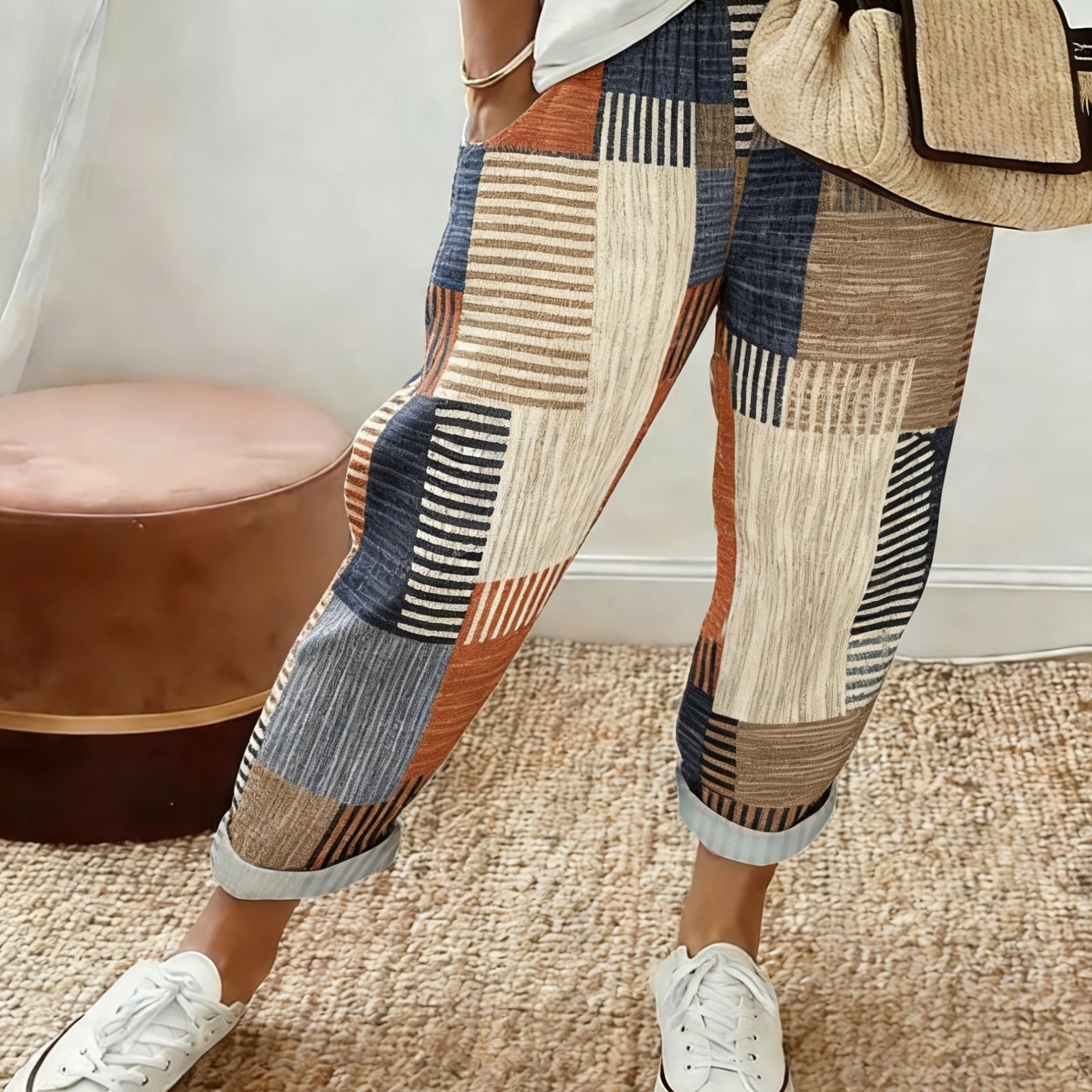 Casual Loose-fitting Elastic Waist Summer Pants For Women With A Versatile Printed Design