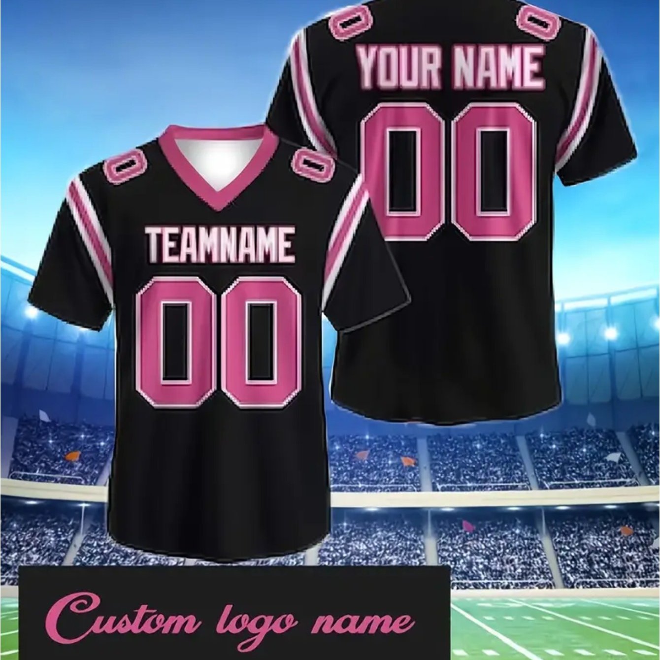 TEMU Custom Team Names And Numbered Soccer Jerseys, Personalized Outfits, For Football Fans And Baseball Enthusiasts, Featuring A Comfortable Black