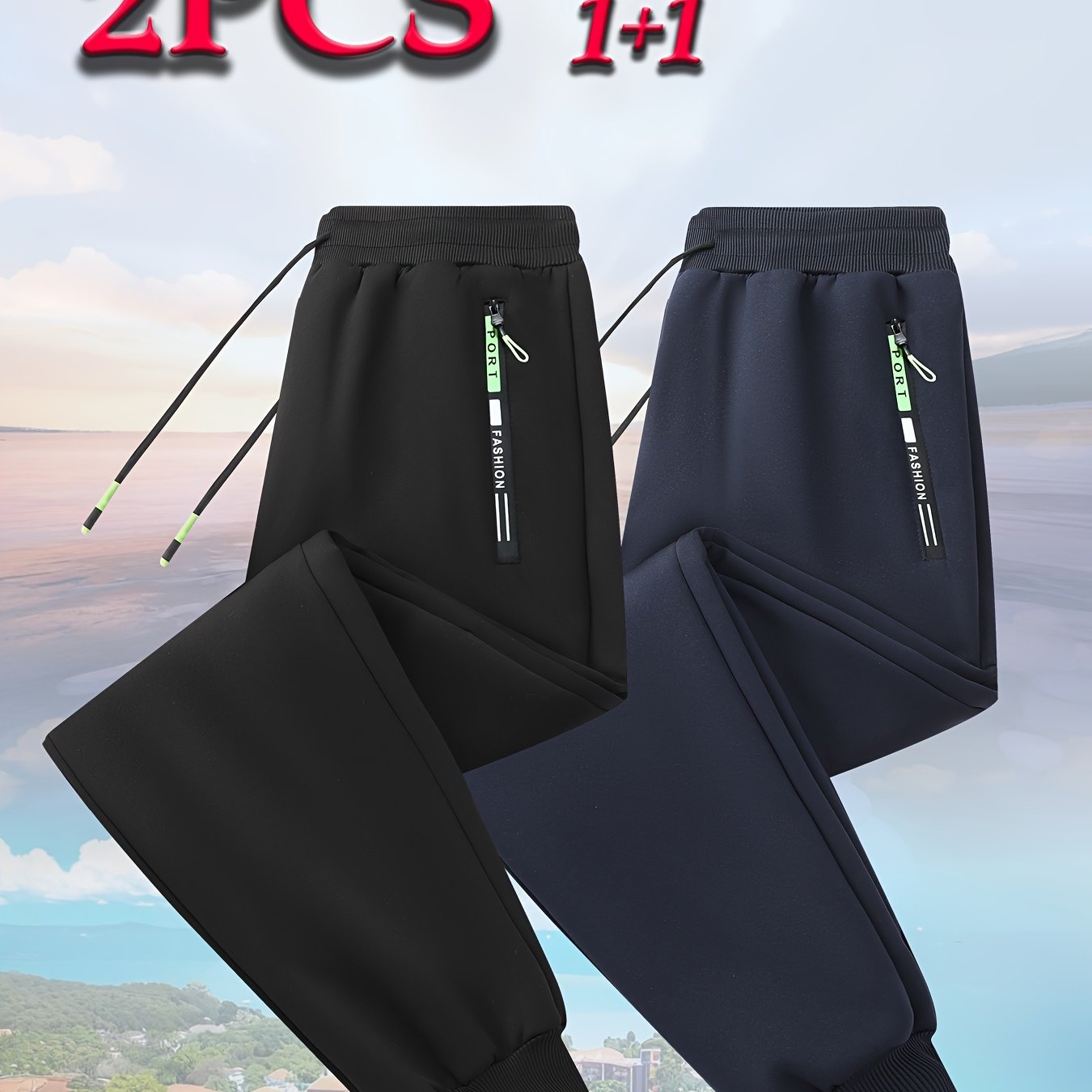 TEMU 2pcs, Drawstring Men's Sports Joggers - Adjustable Waistband, Suitable For , Ideal For Fitness, Leisure, Work, Travel, Hiking, And Outdoor