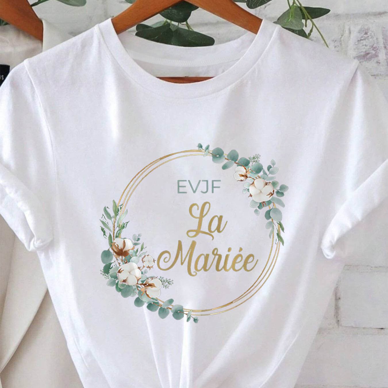 TEMU T-shirt de mariage français pour femme - Blouse à manches courtes et col ras du cou avec imprimé « La » et française, convient pour enterrement