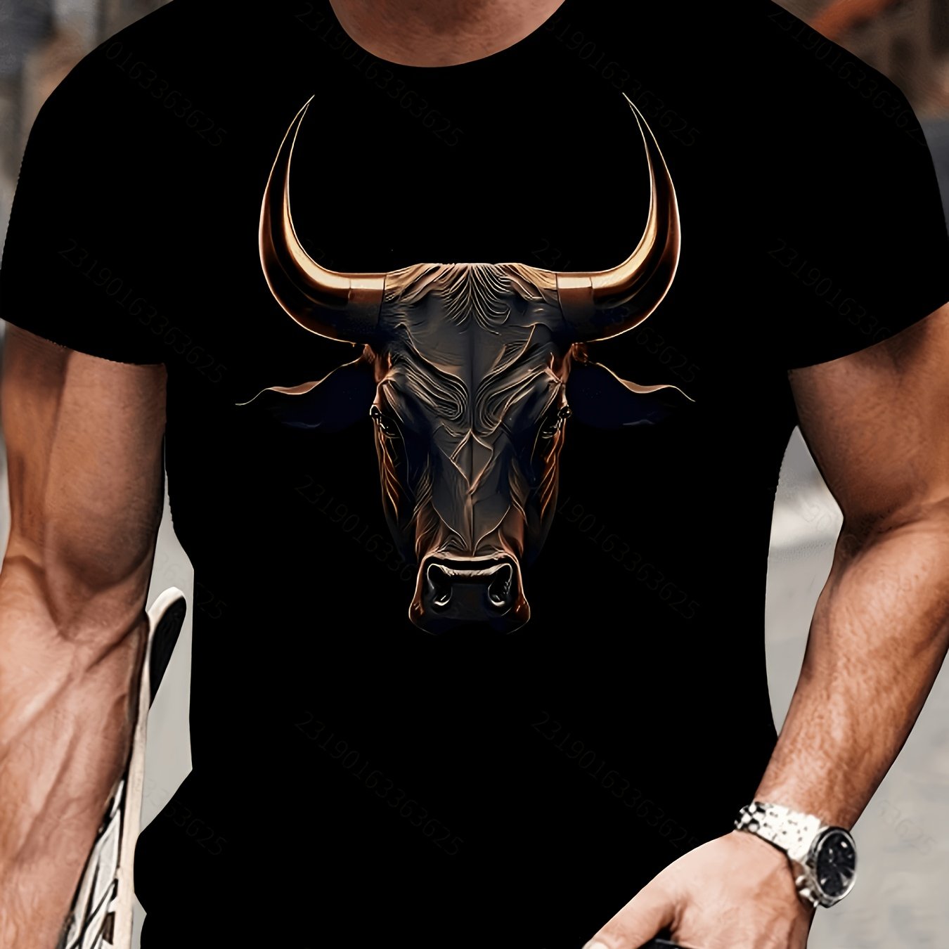 TEMU Men's 3d Head Pattern T-shirt, Round Neck, Short Sleeves, Loose Casual Streetwear, Perfect For Summer
