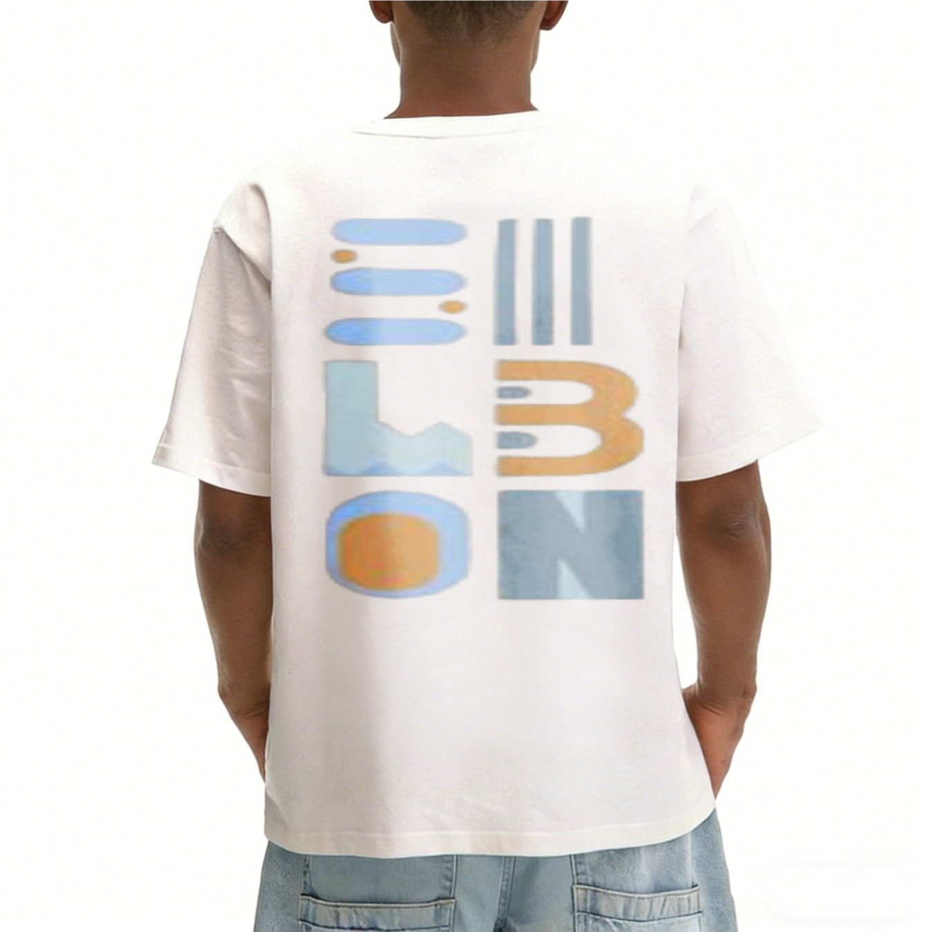 TEMU Camiseta Weibes con diseño abstracto de bloques de color y texto, de piel sintética de , ropa de ocio