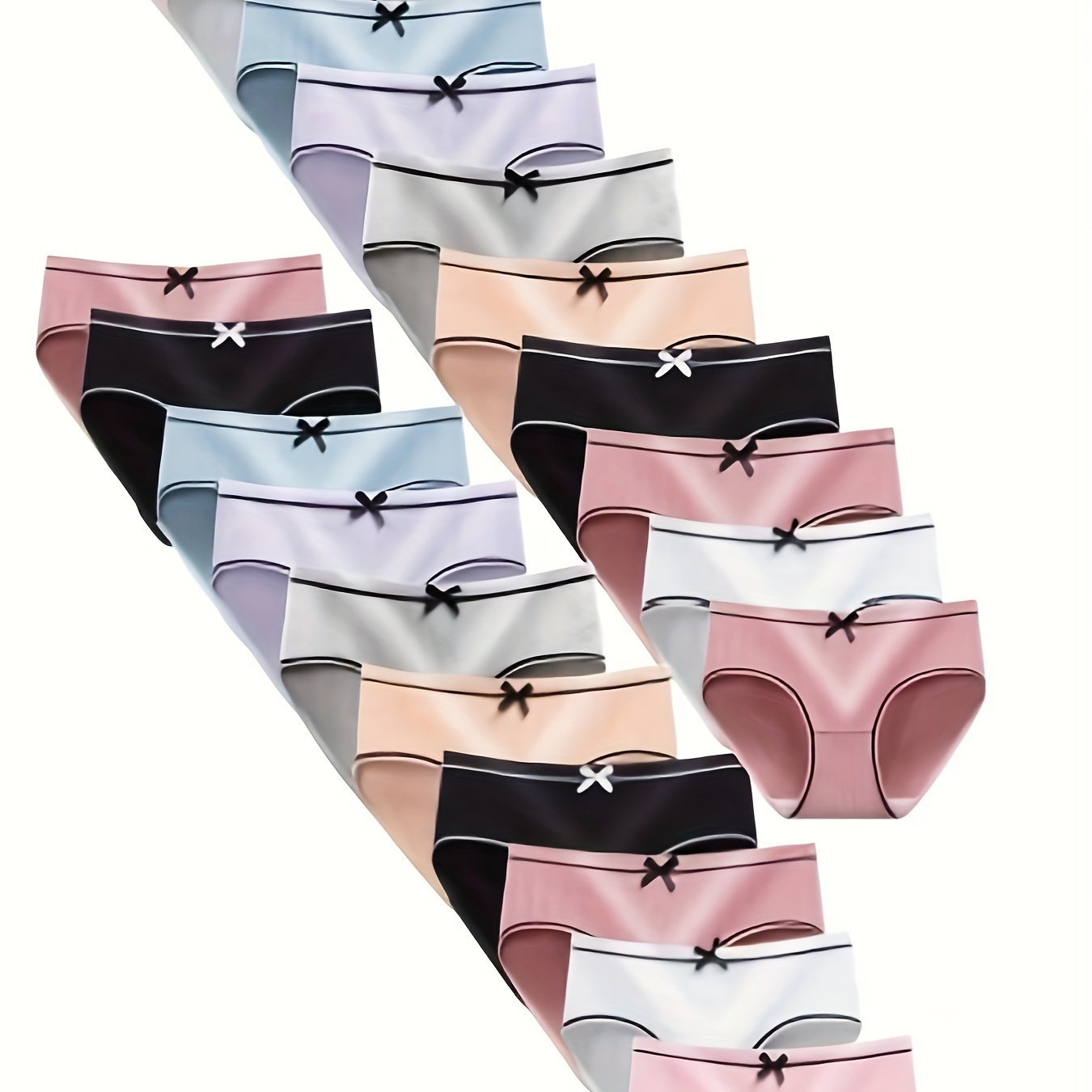20pcs Set Of Cute Girl's Underwear, Bow And Stripe Triangle Underwear, Comfortable And Breathable Sports Underwear, Suitable For Students And Teenagers