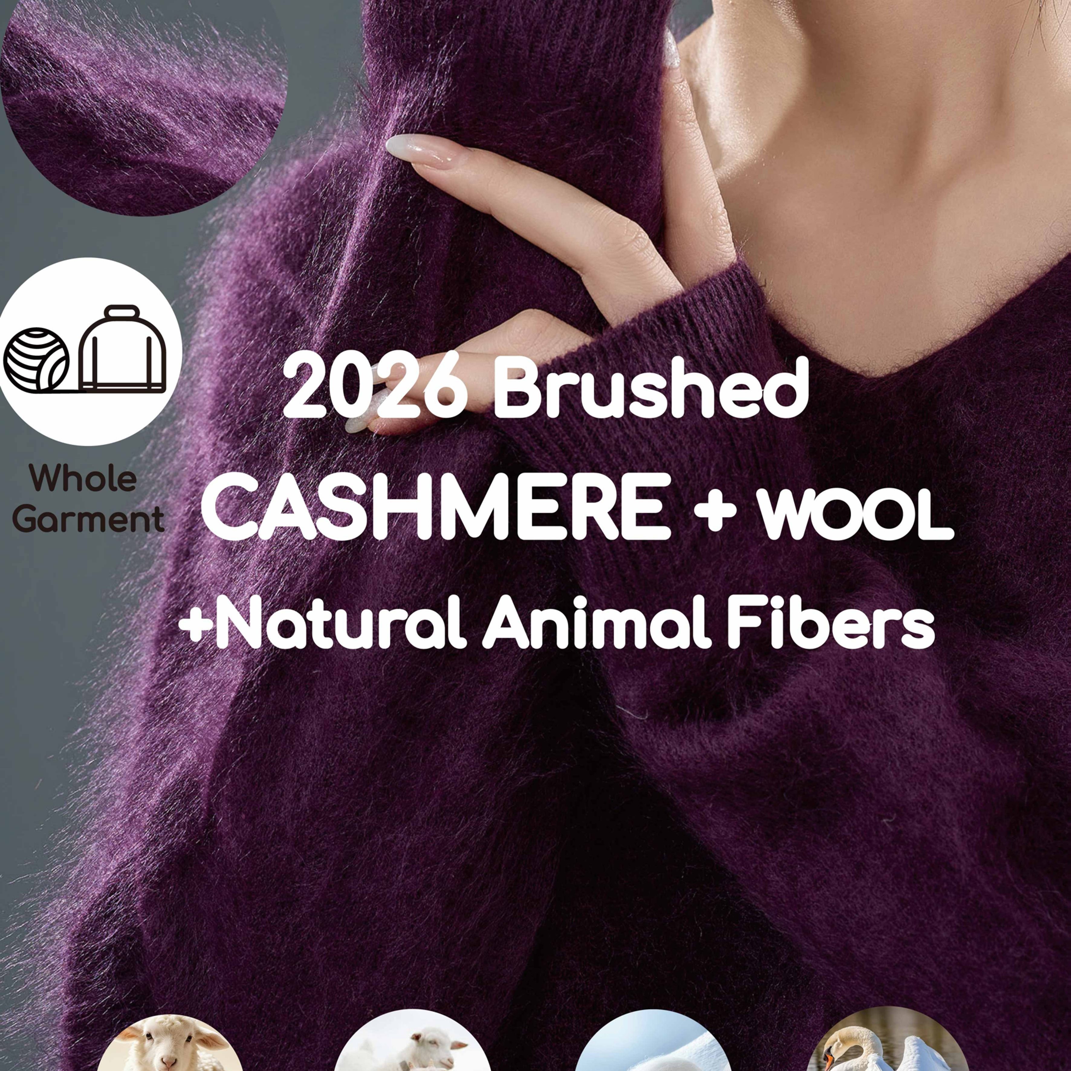 TEMU Pull pour femme à col en V en brossé, version améliorée pour automne/hiver 2026 et printemps 2027. Composé de , , et. La structure du tissu crée