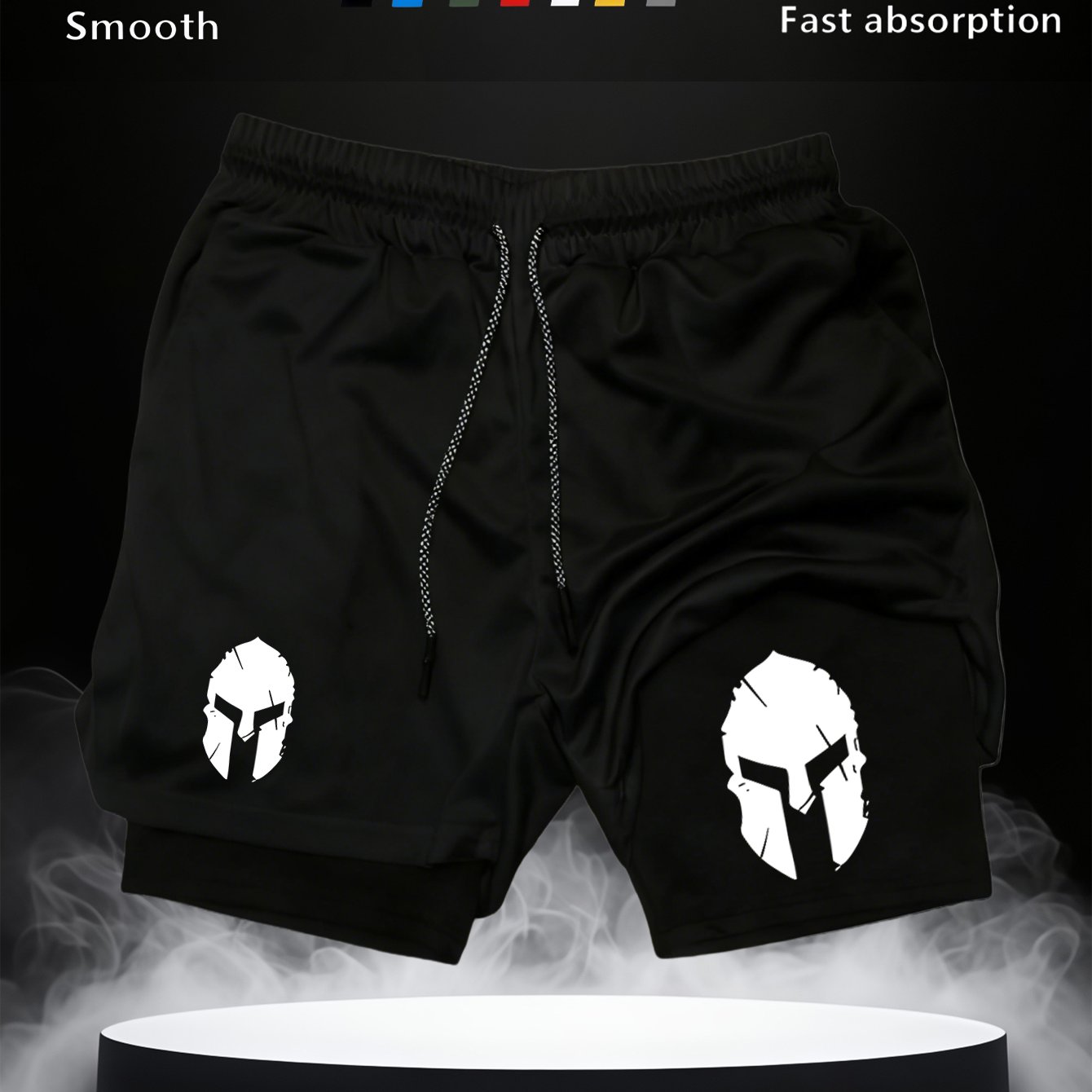 TEMU Faith Quick Drying Shorts | Double Layer Friendly Fabric, Trendy Pattern 2d Print Men' Layer Athletic Shorts Quick Dry Breathable Fake 2pcs