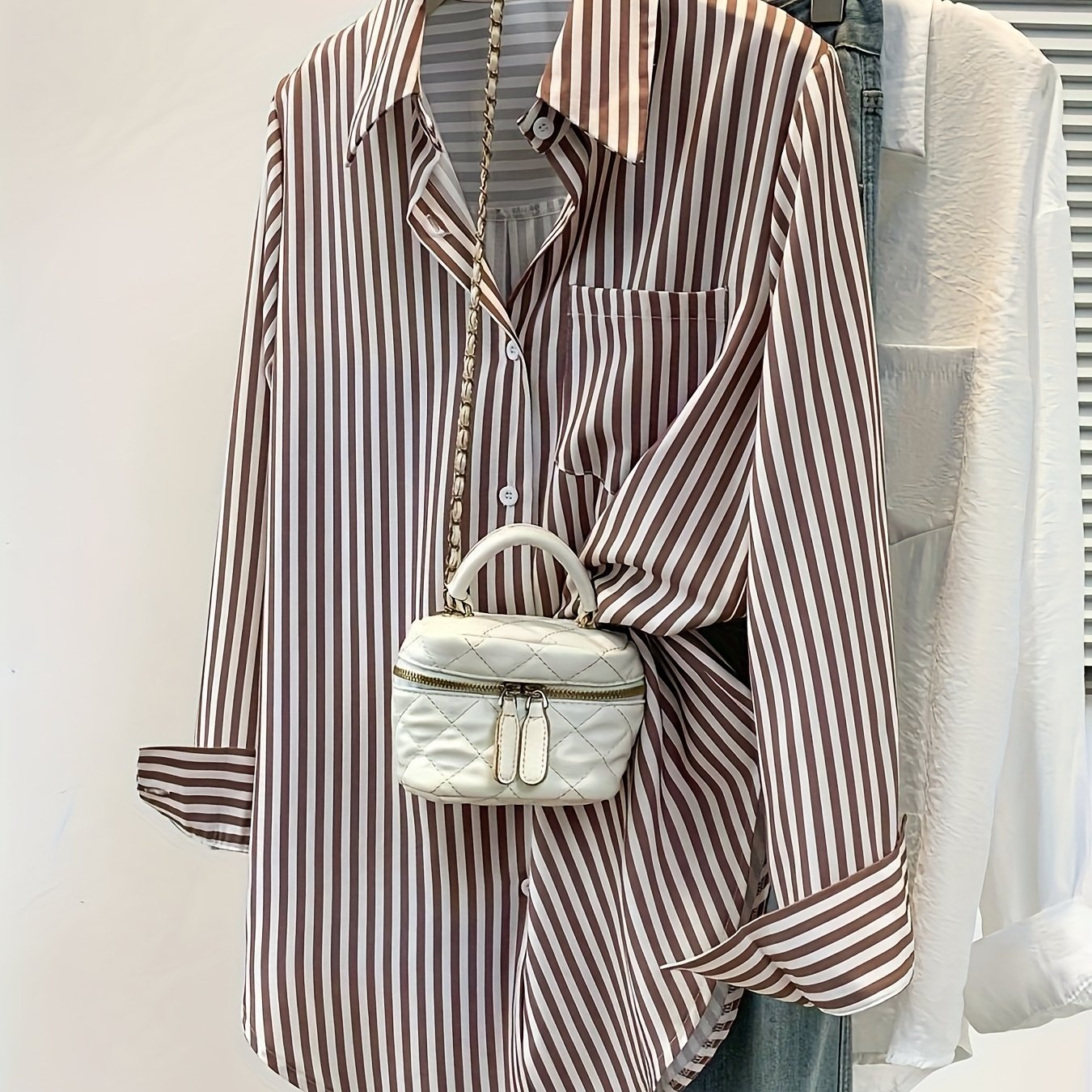 E-shop Plus Size - Plus Size - Plus Size Damen Streifen Langarmshirt, Lässige Elegante Plus Size Bluse, Herbst Must-Have