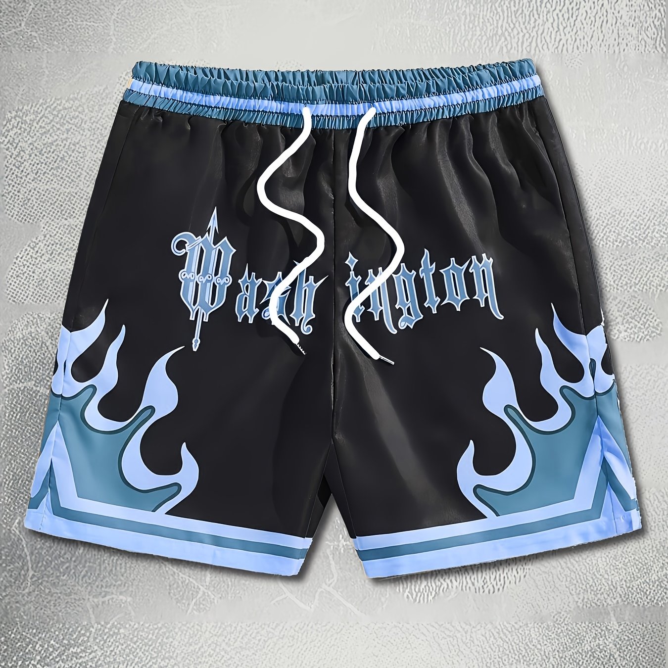 TEMU Men's Fashion Printed Beach Shorts With "" Letter Graphic - Casual Drawstring Waist, Lightweight And Comfortable For Summer, Casual Wear |