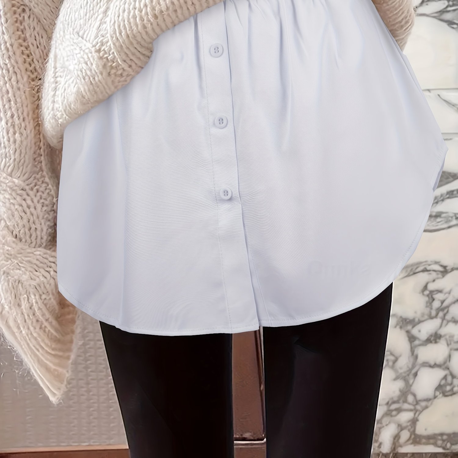 TEMU A Versatile Short Skirt, Button Detail, Layering For Spring/autumn/winter, Solid Color, Perfect For Sweater Pairing