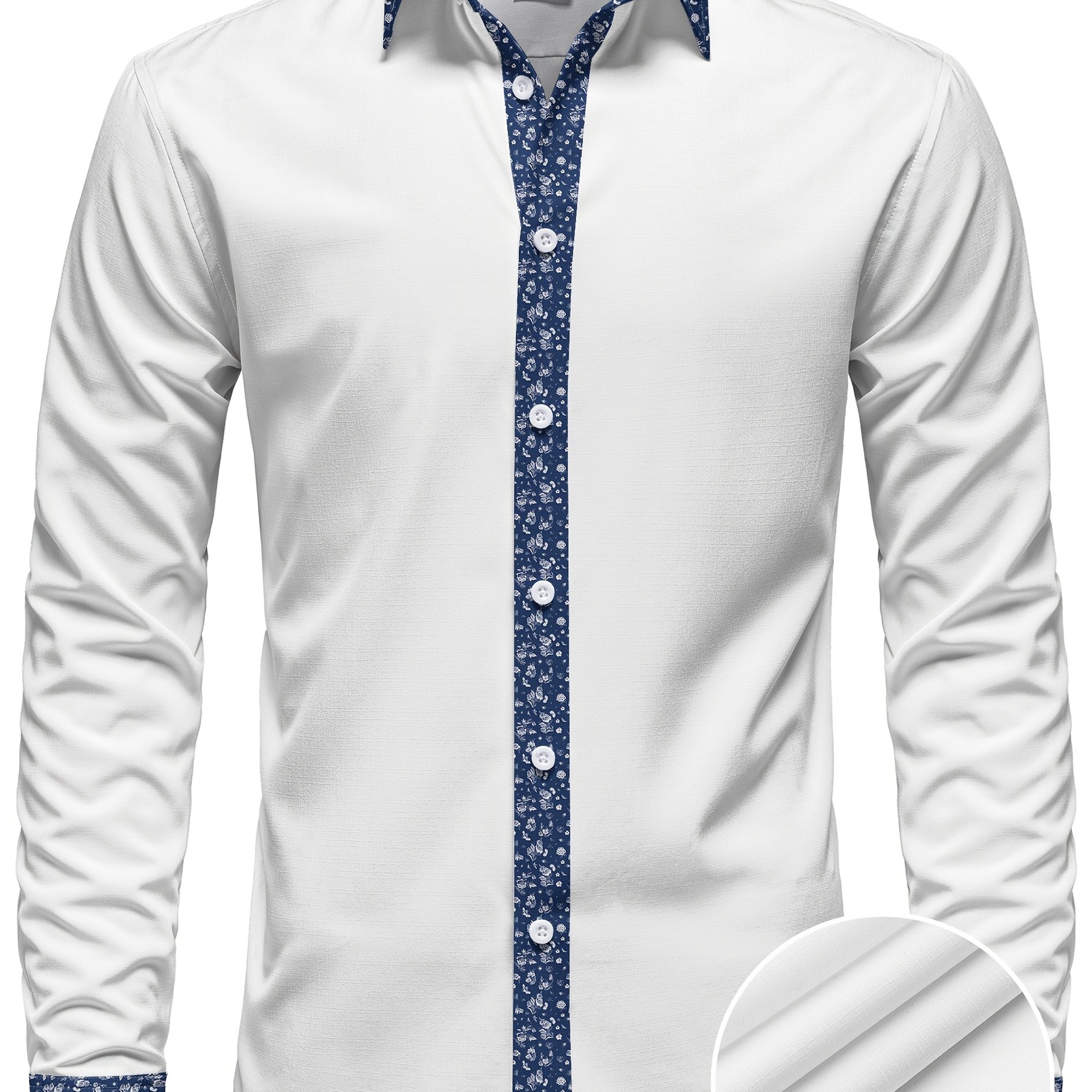 TEMU Chemise décontractée pour homme avec un petit motif floral sophistiqué