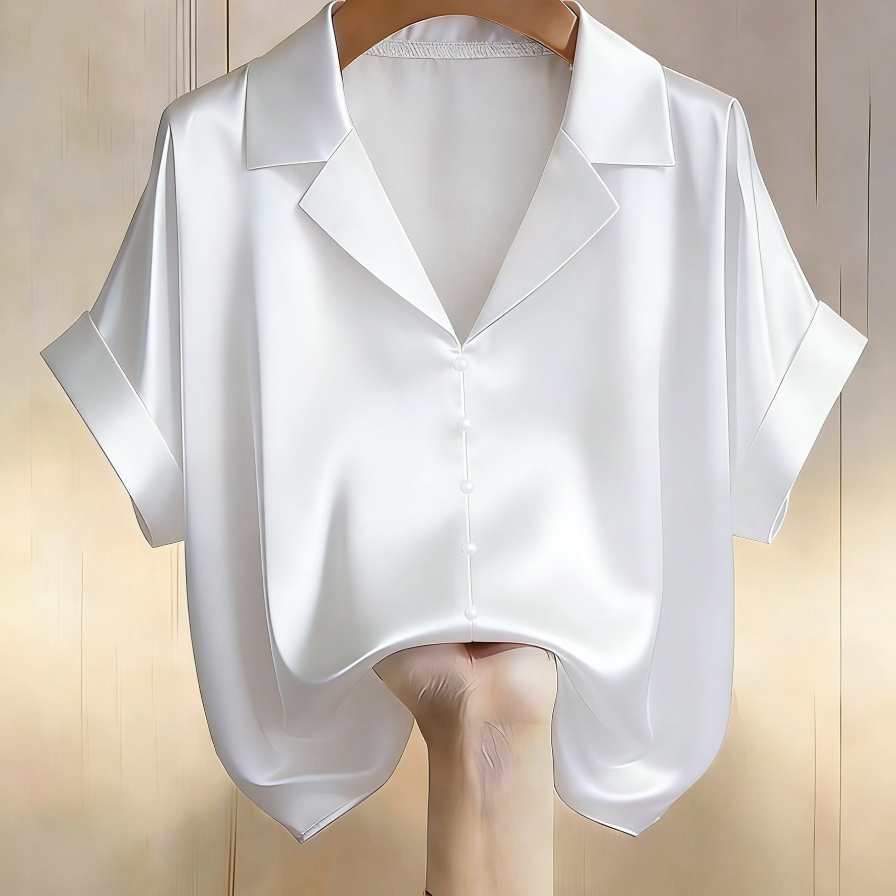 TEMU Women' Color Short Sleeve Turn- V-neck Casual Tops For Spring And Summer