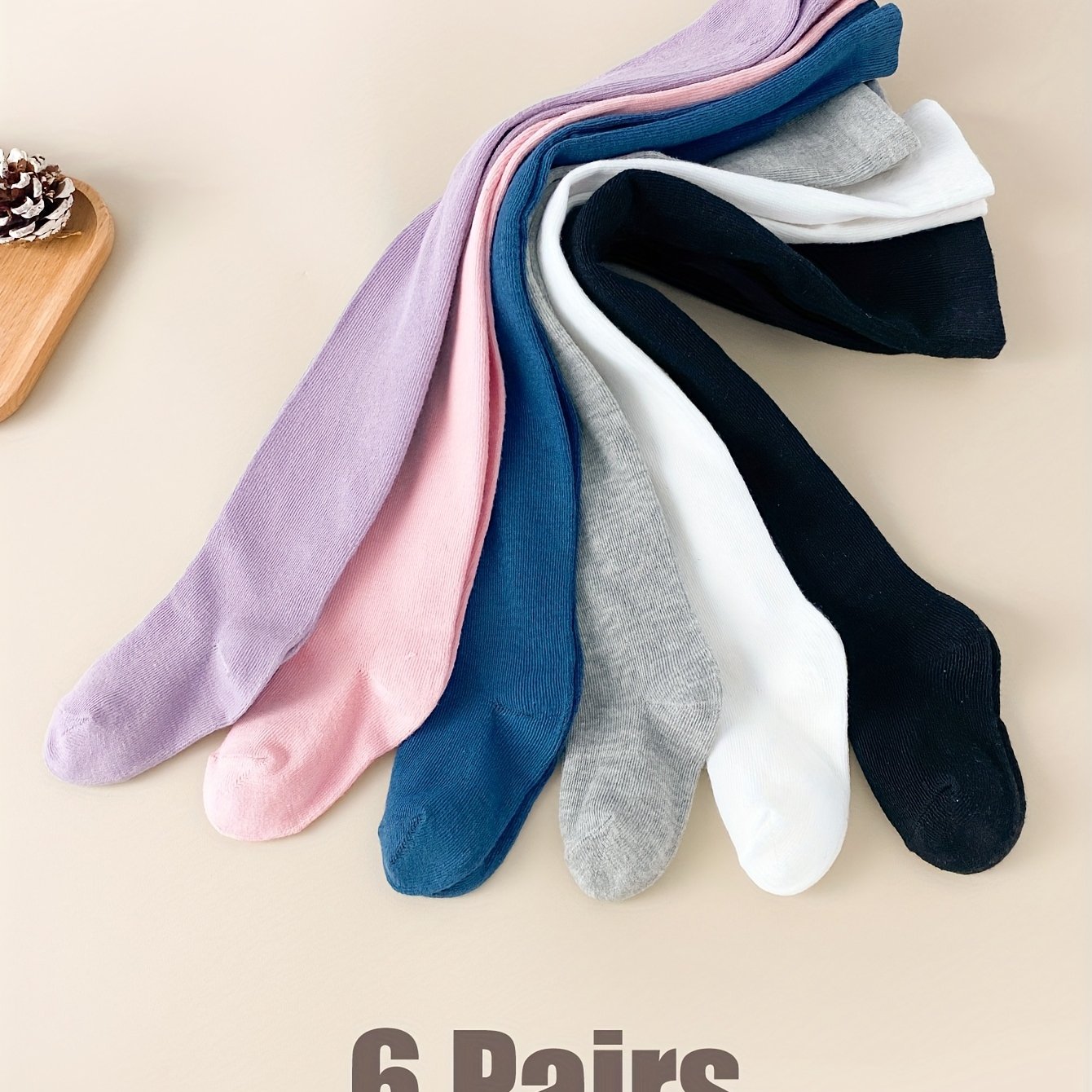Image of [leggings Outer Packaging English Wash Label] 6 Pairs Solid Baby Toddler Leggings Socks – Children Girl Kid Tights For School, Play & Layering Easy Solid , Autumn Essentials