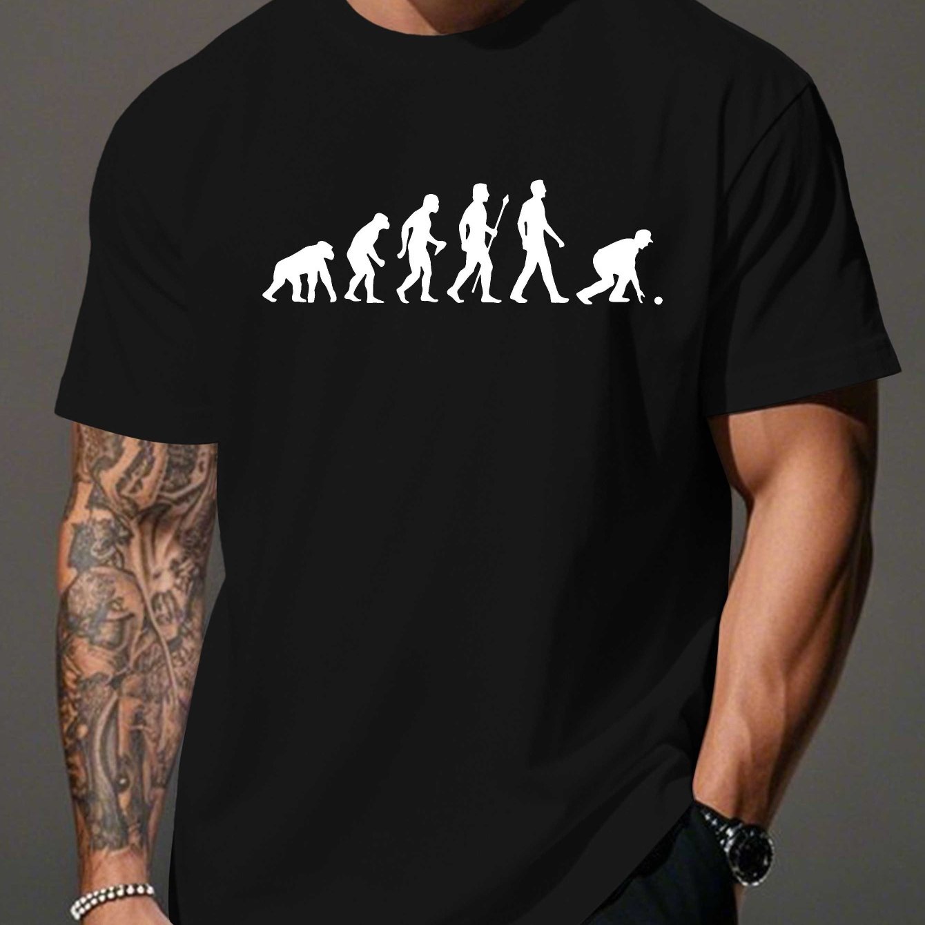 TEMU Men's Summer Everyday Wear Comfortable Lawn Bowling Evolution Texture Men's T-shirt