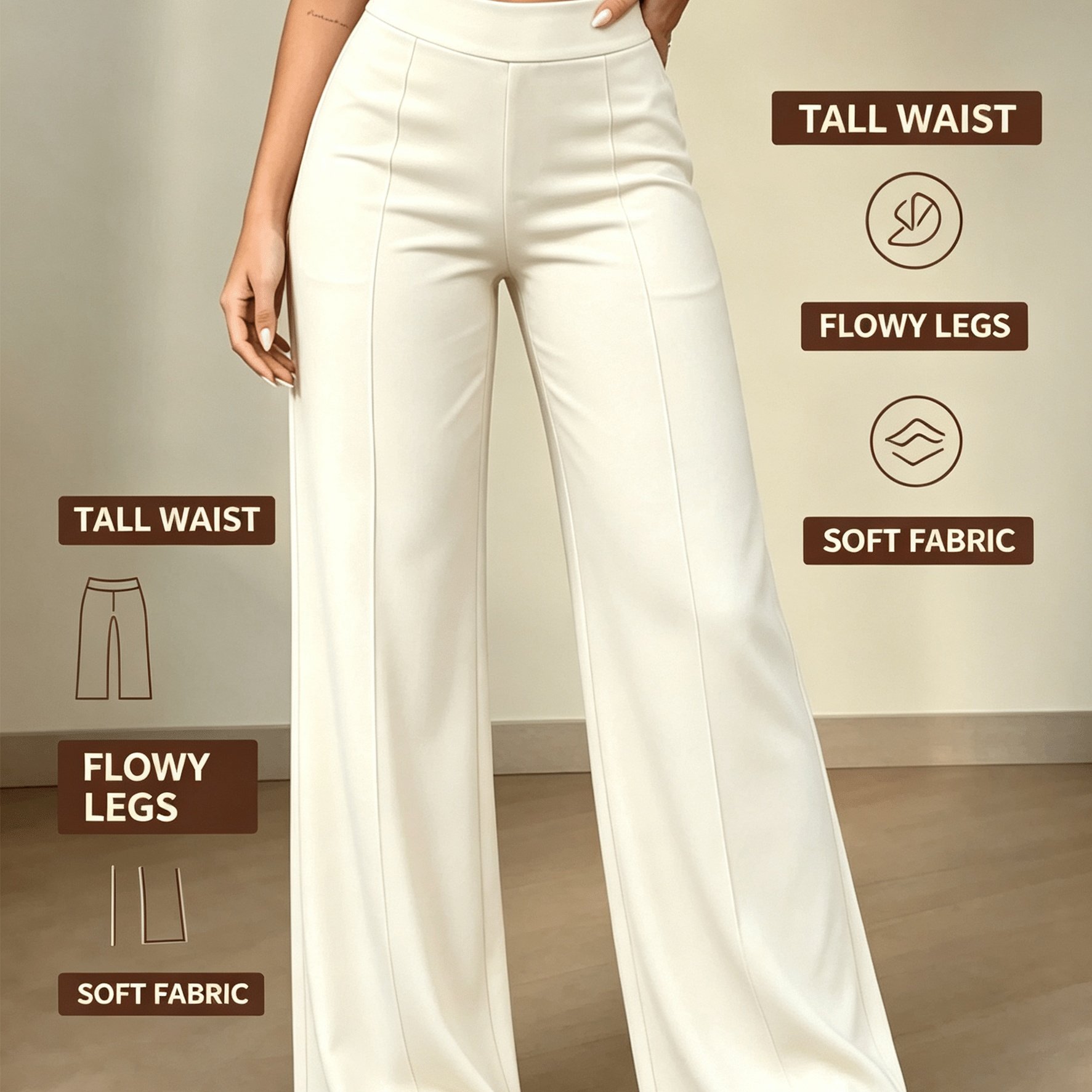 TEMU Women's High-waist Straight-leg Wide-leg Pants, Quick- Yoga Pants, Stretchy Athletic Pants, High-waist Loose Pants, Elegant High-waist Elastic