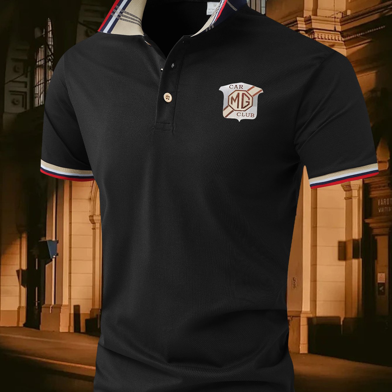 TEMU Retro Car Enthusiast Style Logo Creative Pattern Short-sleeve Shirt For Daily Commuting, Business, And Casual Wear