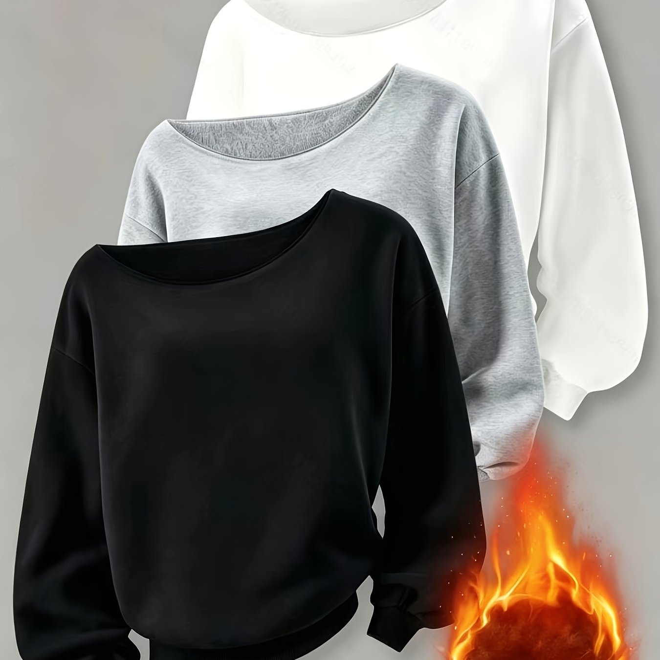 TEMU 3pcs Set Women's Casual Sports Comfortable Autumn Solid -shoulder Pullover Top