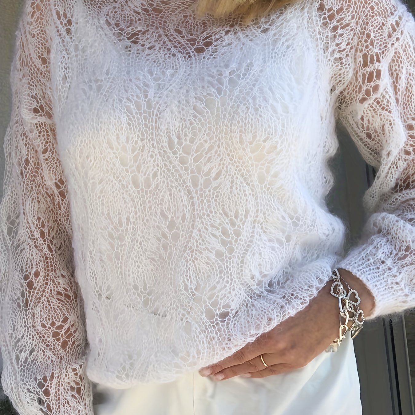 Image of Hollow-out Bohemian Casual Daily Comfortable Soft Pullover Sweater Women's Intricate All-match Autumn Winter Lazy Ootd