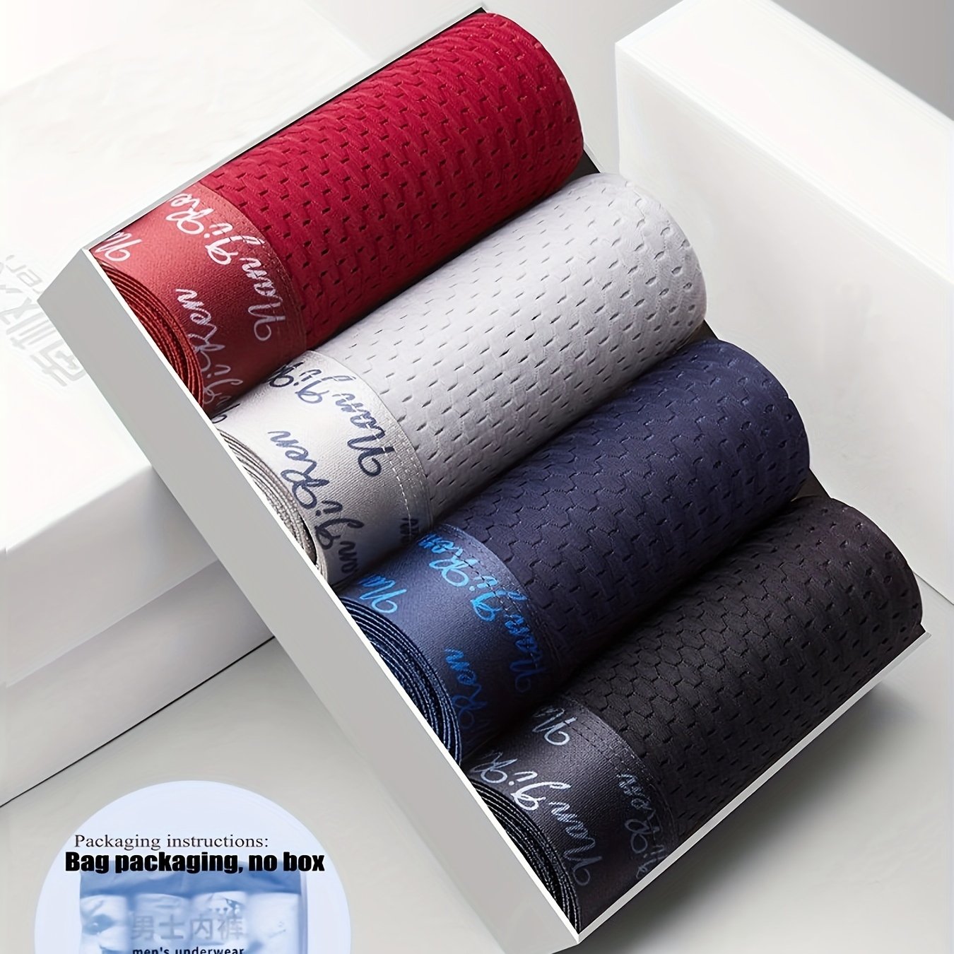 TEMU 4pcs Men'-thin Stretch Boxer Briefs, High-quality Breathable Elastic Shorts For Men's Sports And Leisure, Multiple Styles For , Boxer Trunks For