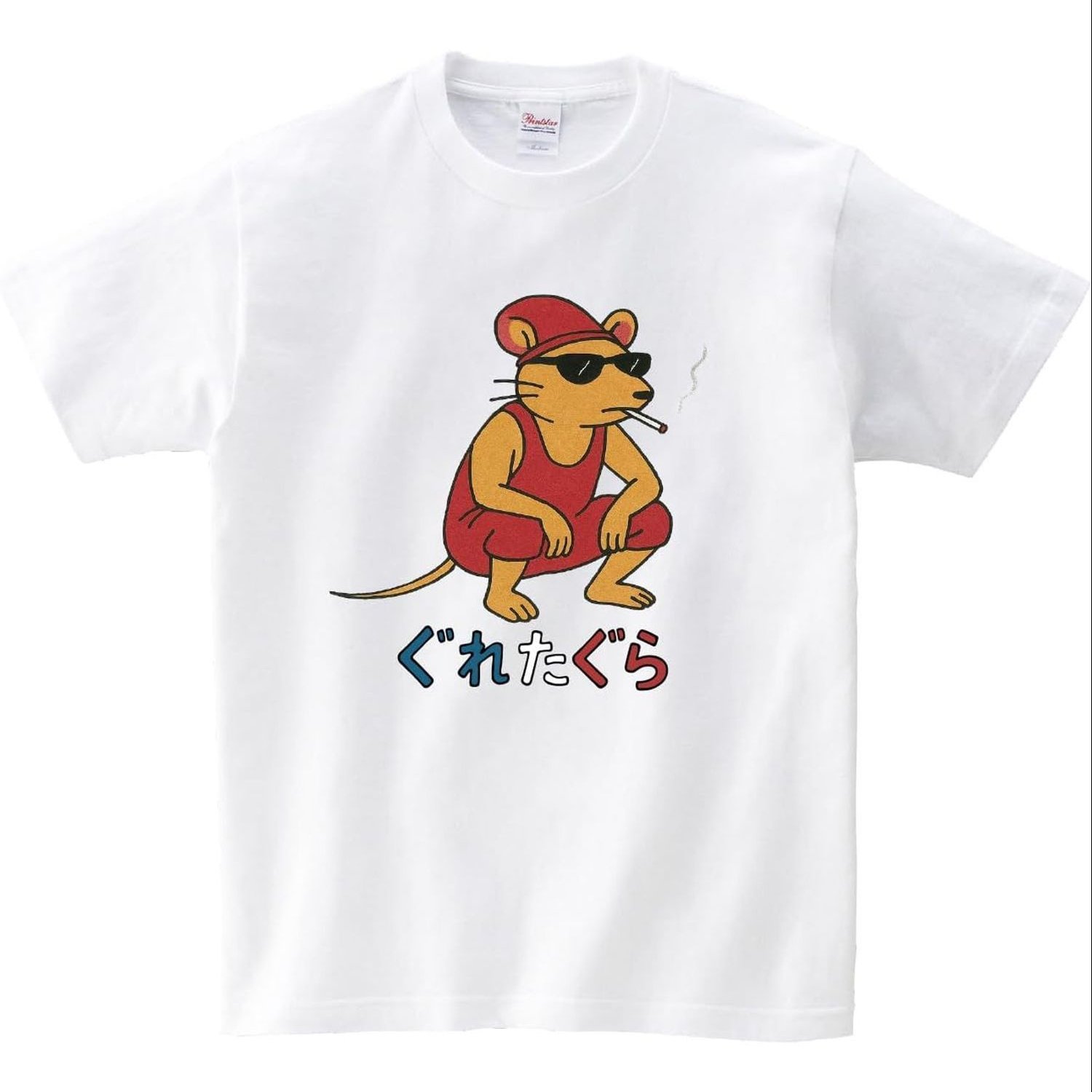 TEMU 【商品名】グレタ・グーラーの可愛いマンガマウスが特徴のメンズグラフィックTシャツは完璧！カジュアルな白の半袖デザイン。日本語のフレーズとアニメスタイルのグラフィックが特徴で、普段使いやに最適です。