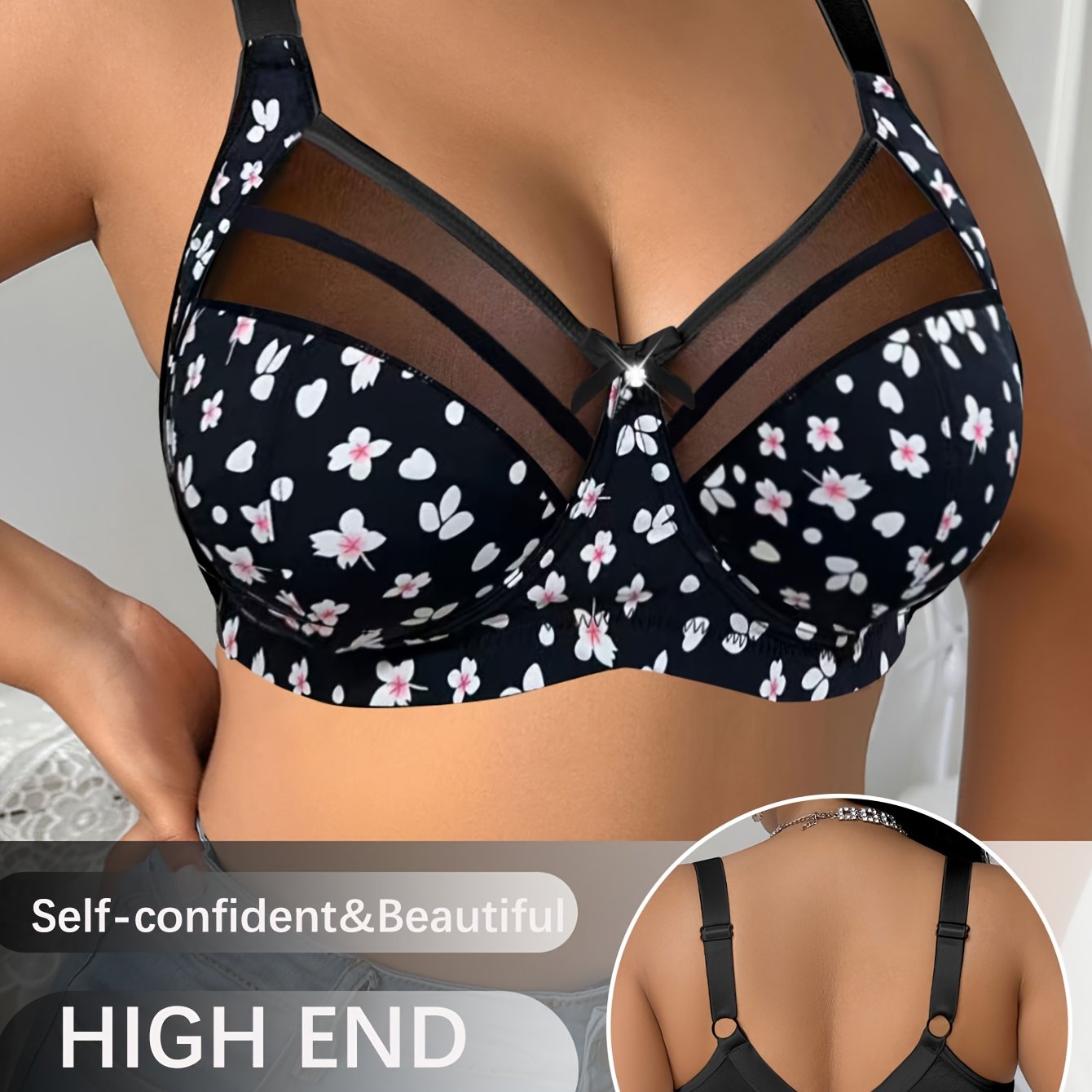 Image of Mesh Size Women's Bra, Wire-free Top With Backless Design, Thin