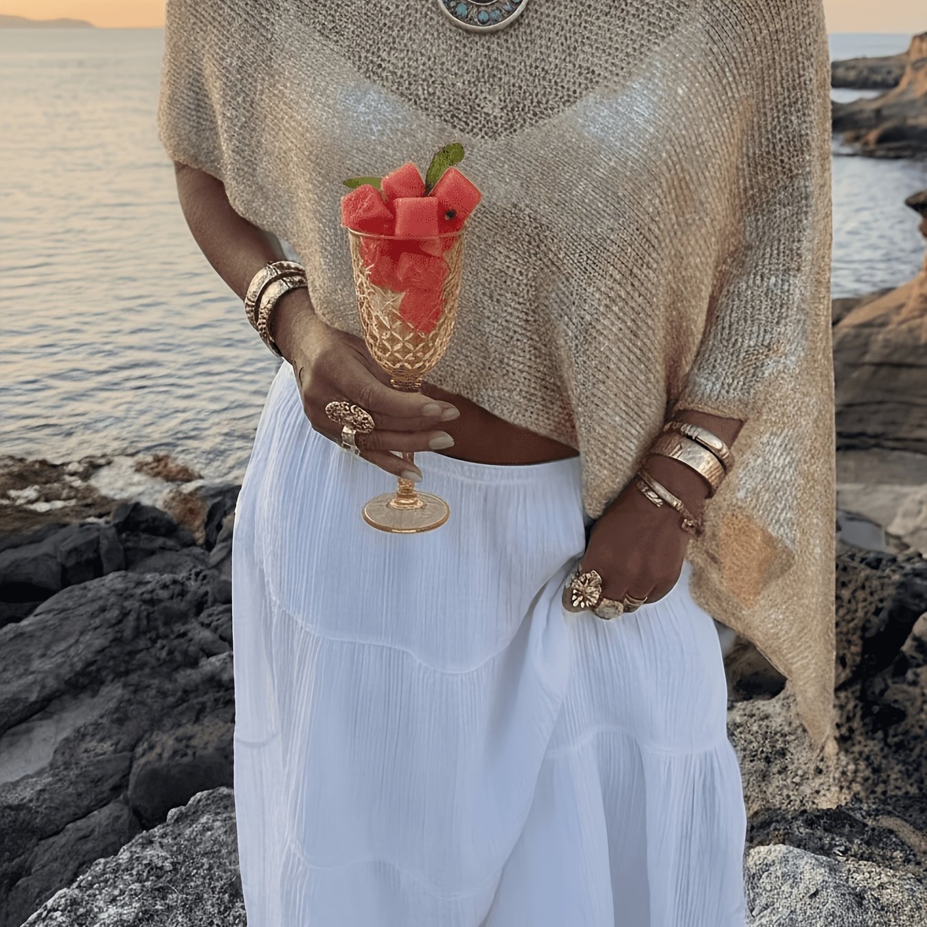 TEMU New Summer Women' Color Cape-style Pullover, From Delicate Shiny Fabric Lightweight And Breathable. The Slightly Loose Fit Suits Body Types,