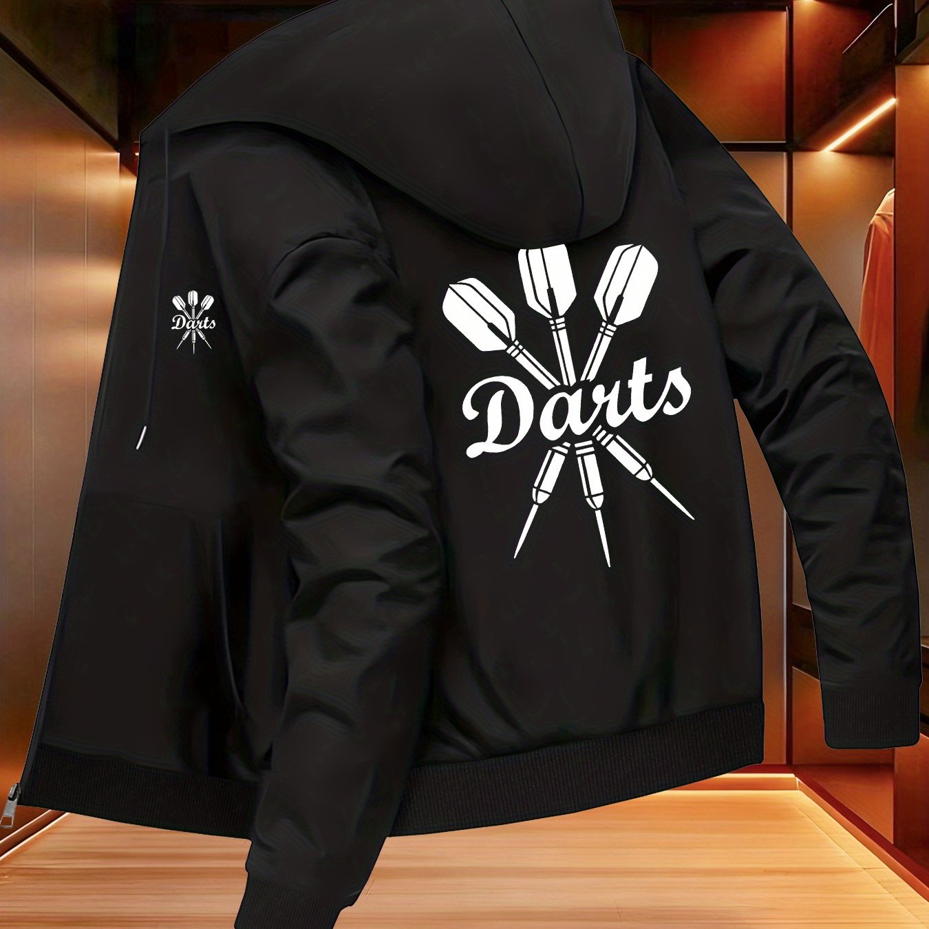 E-shop Trendige Herren Herbst-Winter Kapuzenjacke | Dart-Muster, Business Baseballjacke, Vielseitige Oberbekleidung, Reißverschluss, Ohne Futter