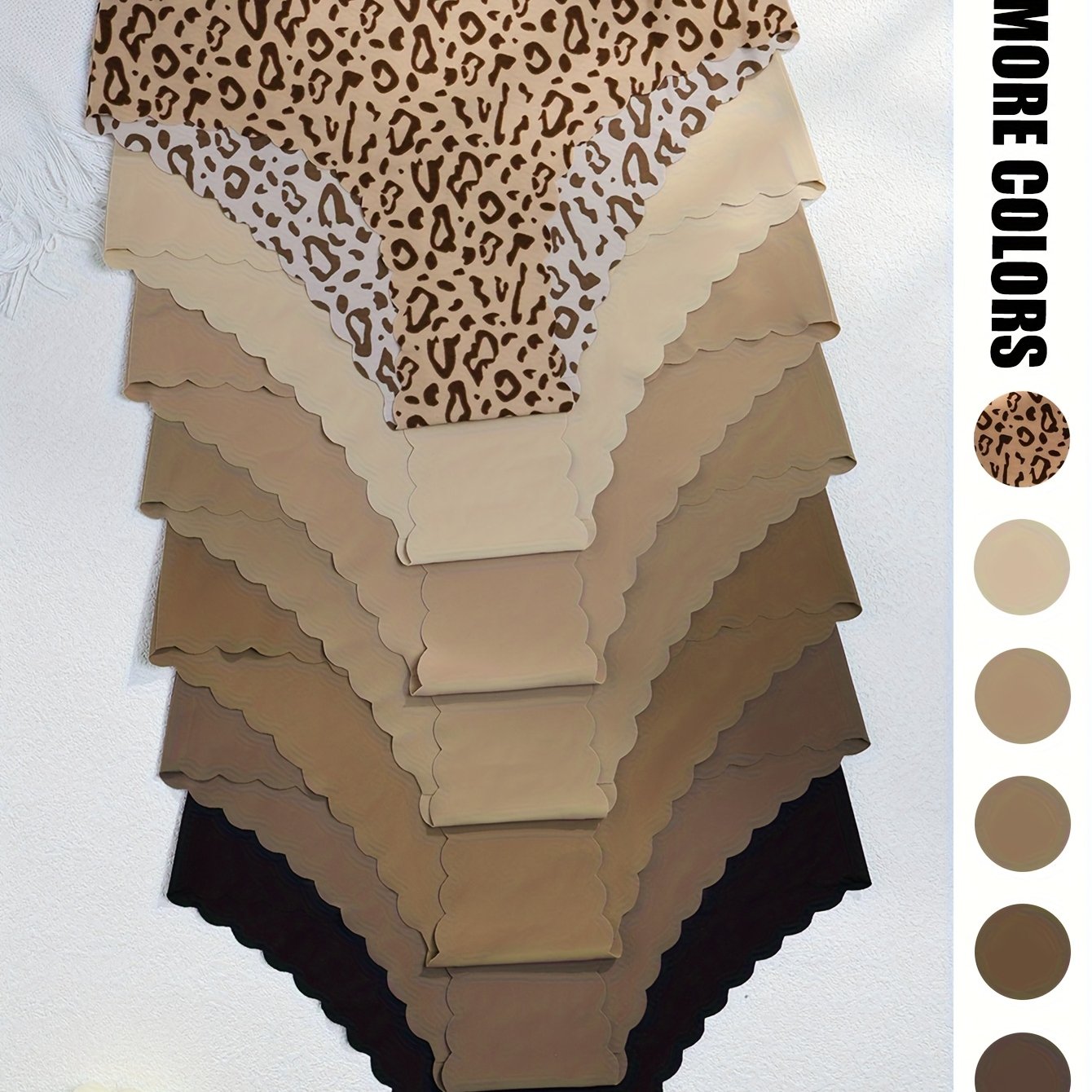 7 Pack Women' No Show Panties- 2 Styles (solid Colors And Leopard Print) Scalloped Edge Quick-dry Nylon Stretch For Yoga
