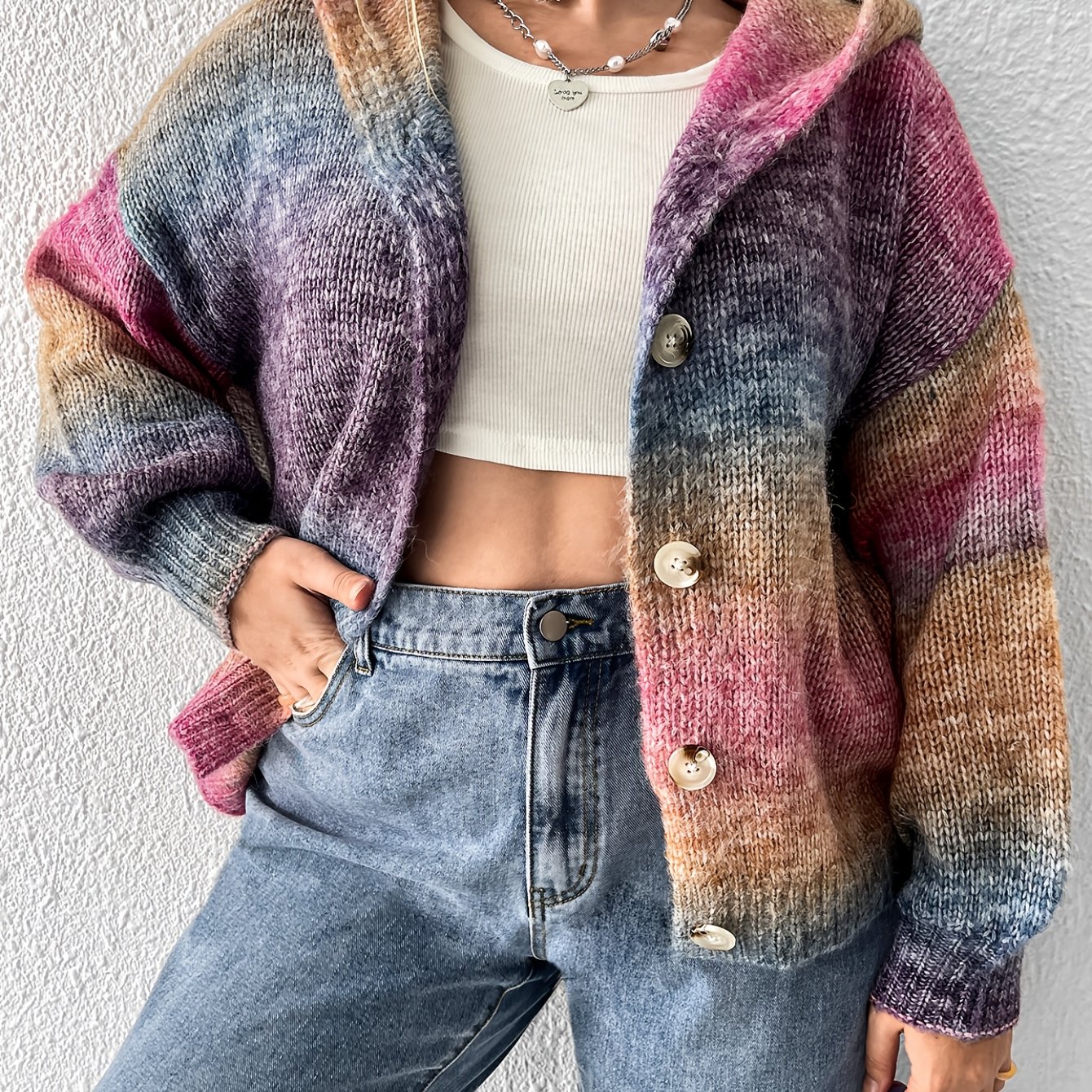 E-shop Plus Size - Plus Size - Directional Style Plus Size Cardigan, Plus Size Damen Gradient Langarm Open Front Cardigan