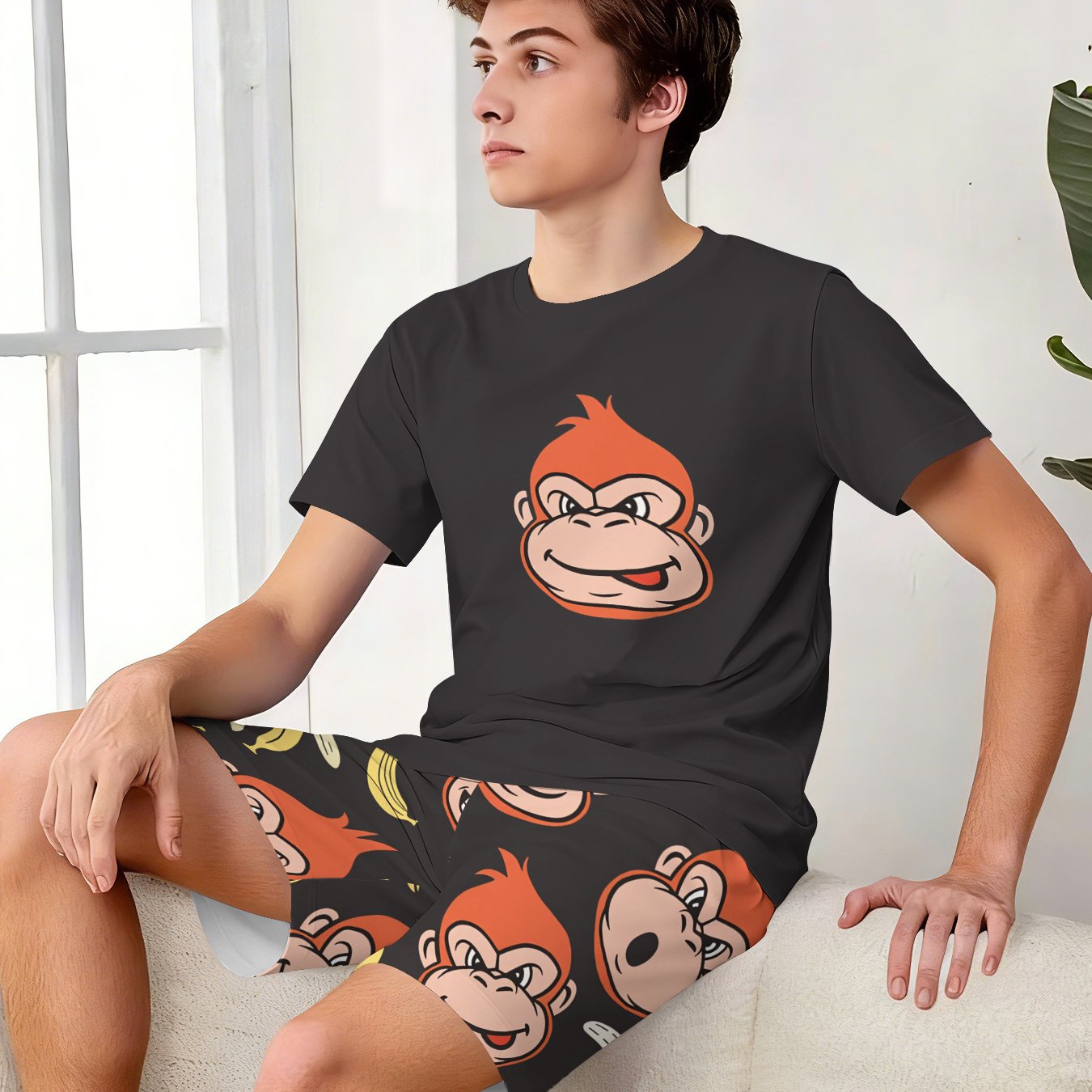 TEMU Pyjama d'intérieur léger, respirant et adapté aux jeunes. Confortable, coupe avec manches courtes et short - ensemble 2 pièces, pour adolescent