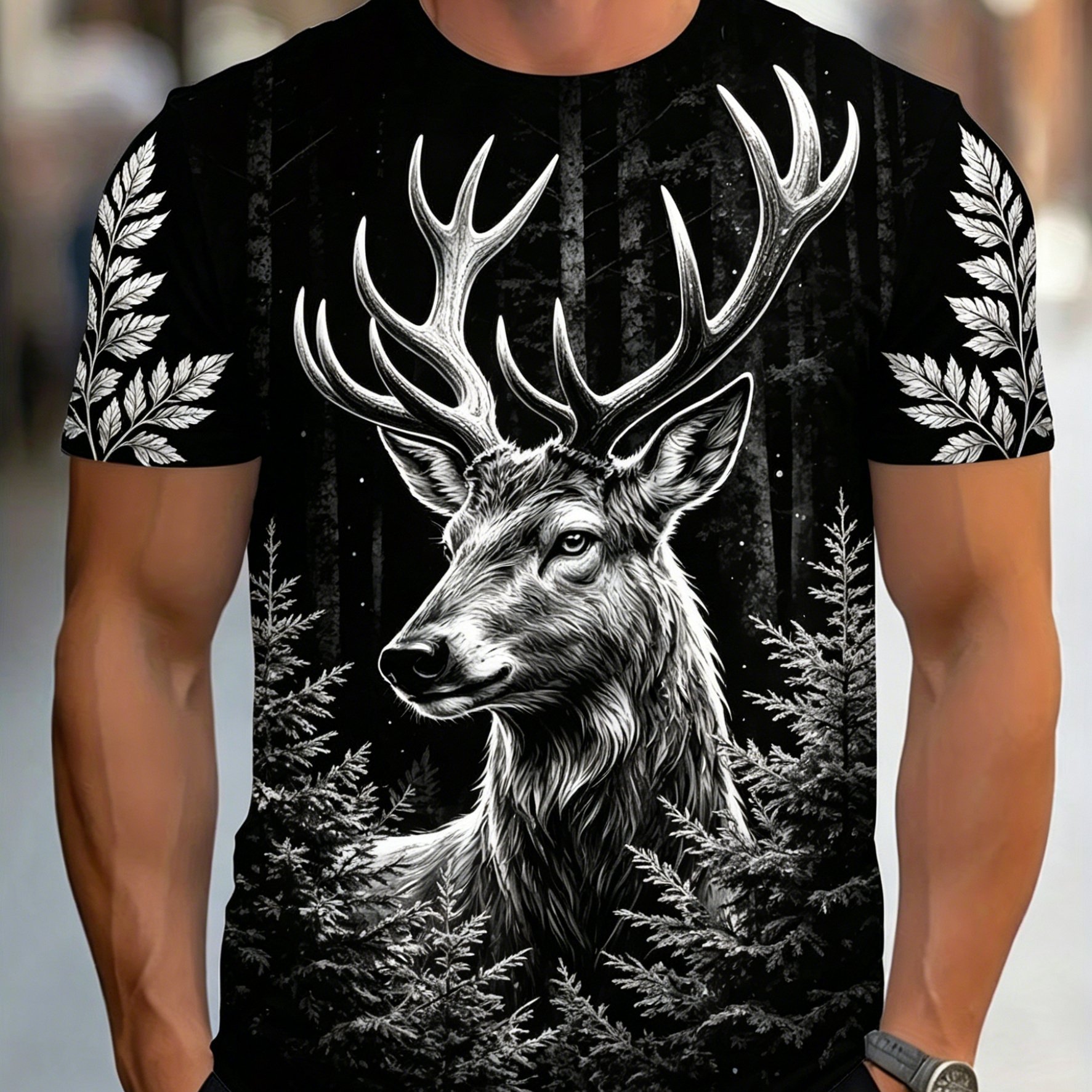 TEMU Men's Plus Size Oversized Short Sleeve T-shirt - Full-, Loose Neck Casual Summer Top, Thick Suitable For & Tall, Machine Washable , Plus Size