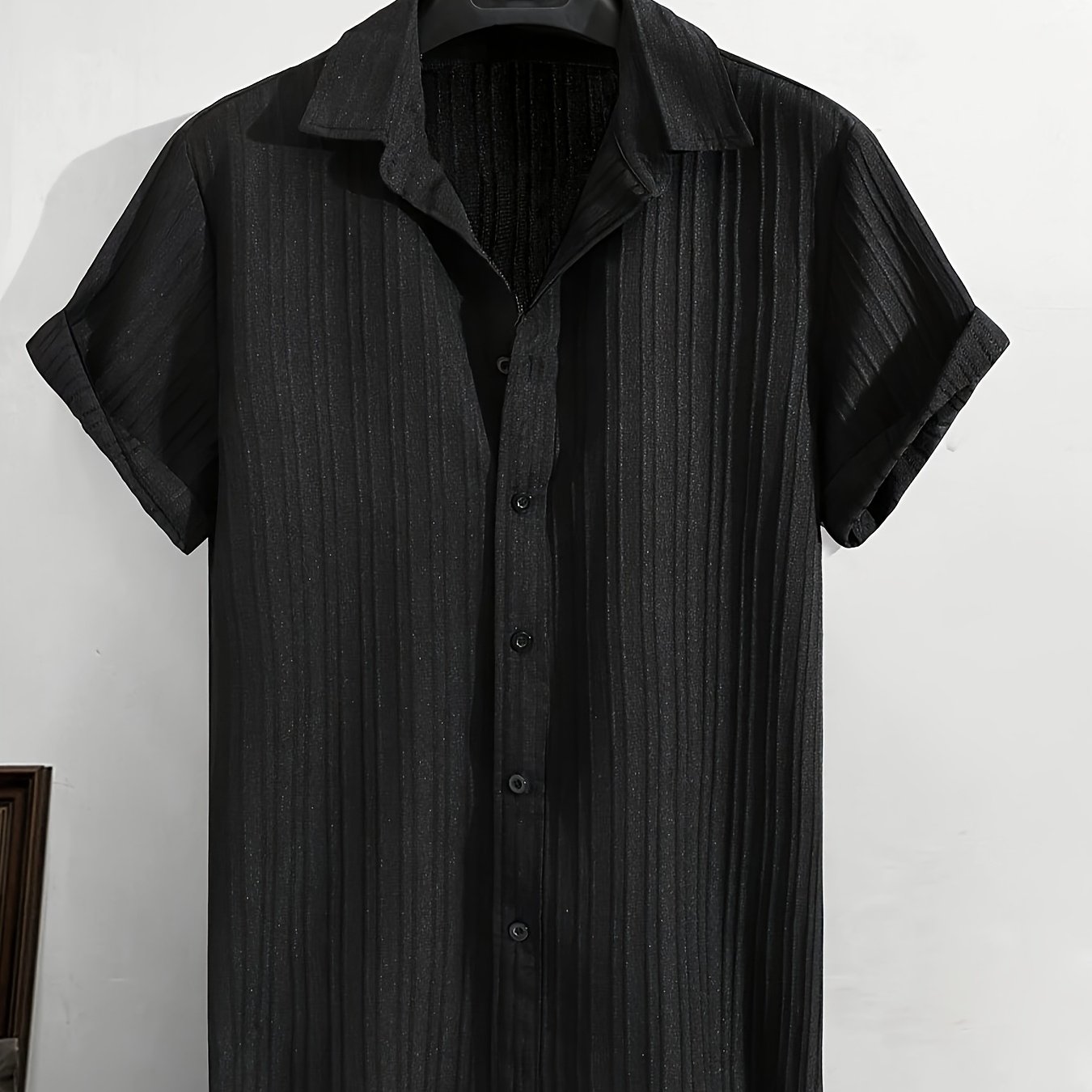 E-shop 2025 Neue Herren Jacquard Freizeithemd in Unifarben