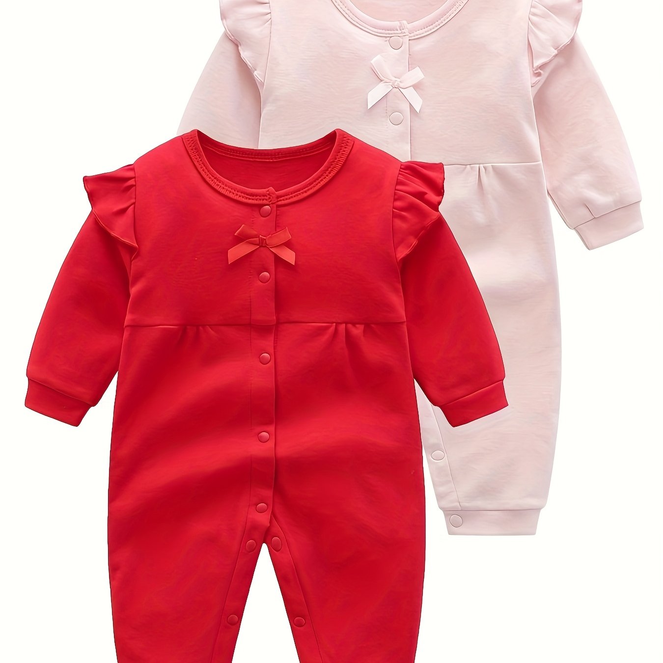 Image of 2pcs Set Baby Clothes Spring Outfit Fashionable Infant Crawling Suit Romper Baby Girl Jumpsuit, For Outdoor