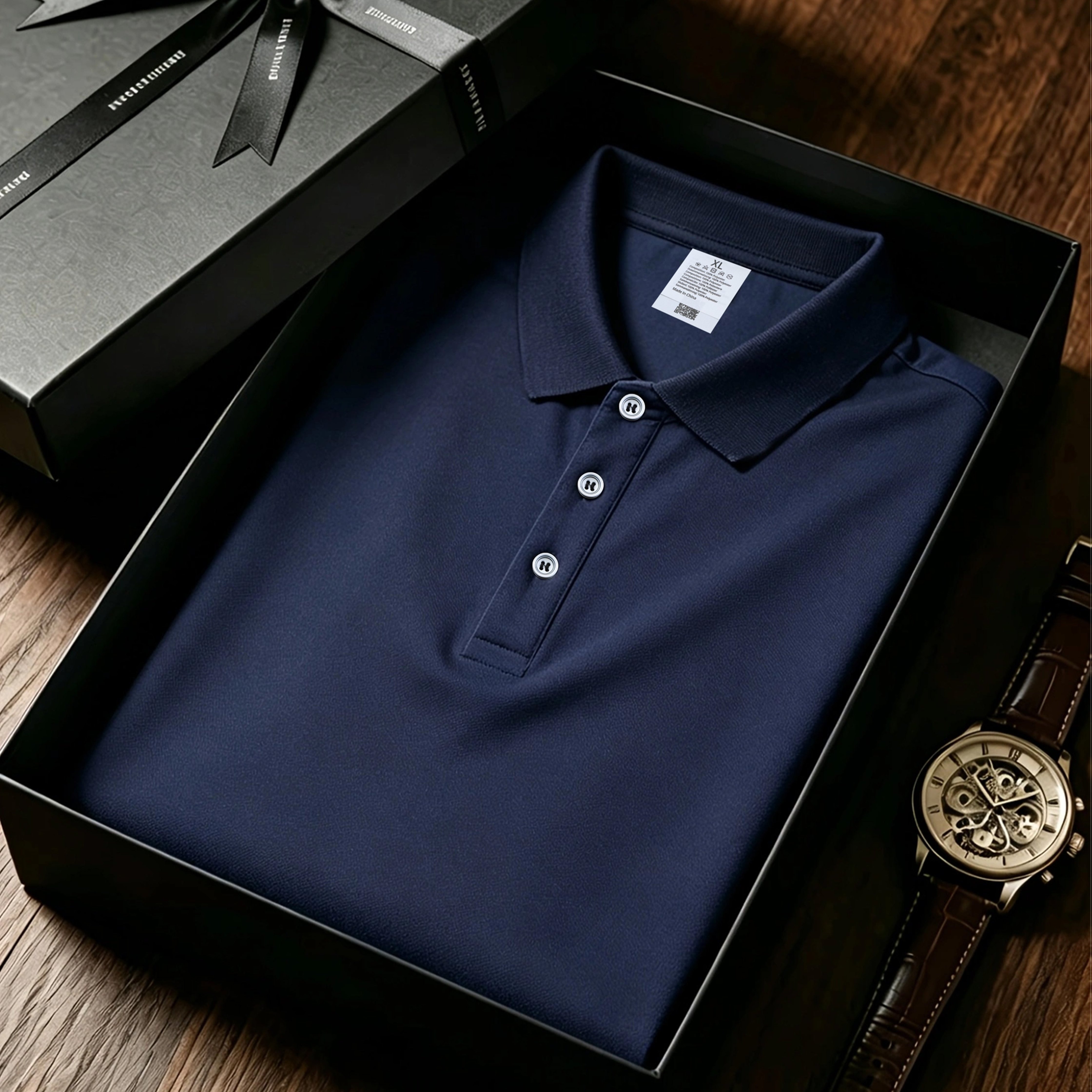 TEMU Classic Solid Color Short-sleeve Shirt, Men's Golf Lapel Button-up Fashionable And Versatile Top (box Not Included)