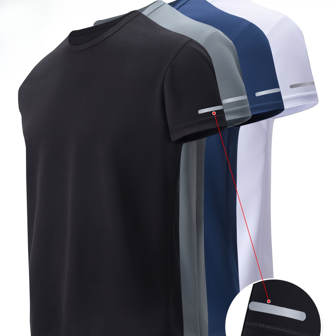 TEMU 4-pc Sports Quick-dry Short Sleeve Breathable Fabric Outdoor Running T-shirt, Casual Leisure Regular Crew Neck Short Sleeve, Quick-drying