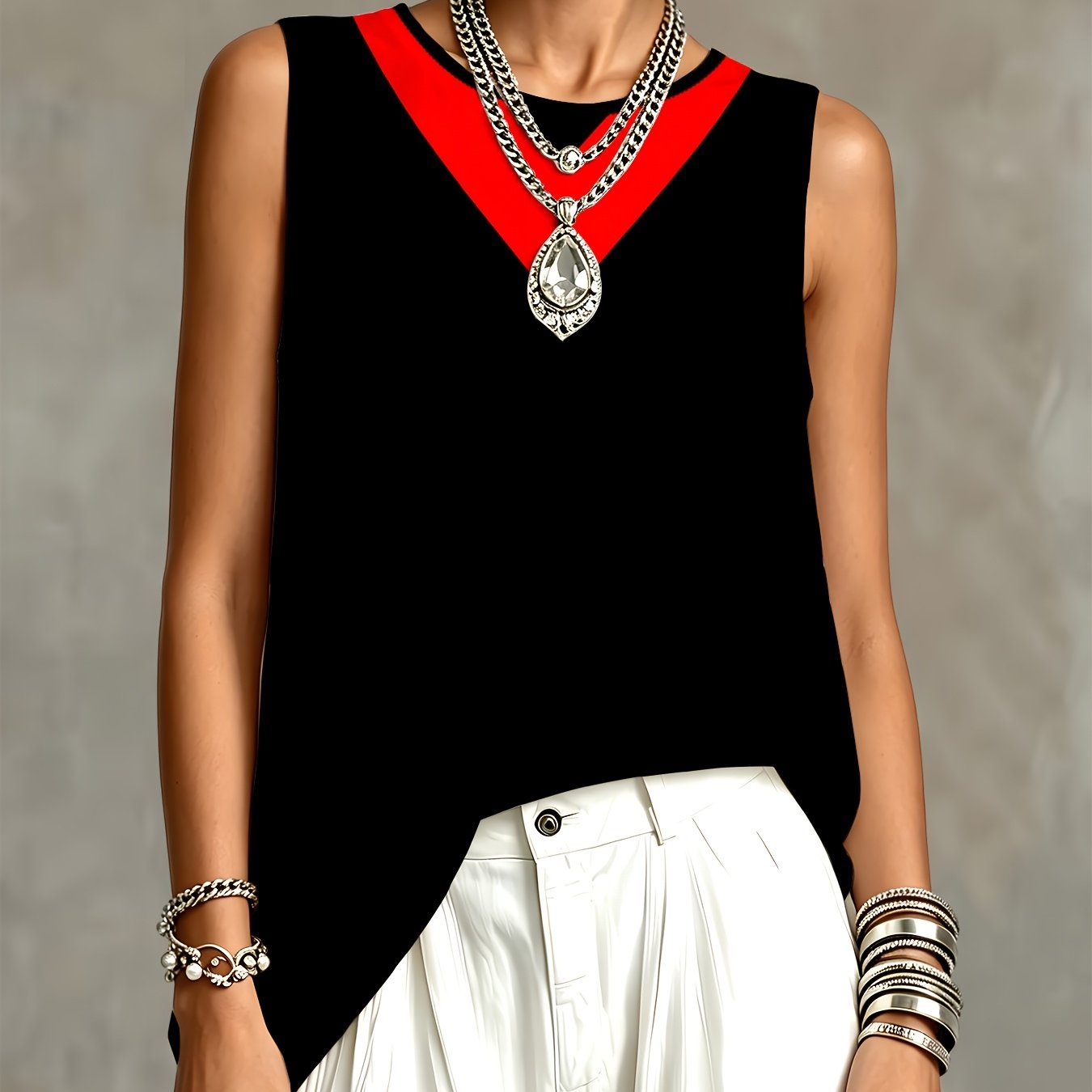 TEMU Exquisite Printed Women's Fashionable Casual Sleeveless Tank Top, Versatile And Comfortable For Summer Layering Or Outerwear, A For Commuting, ,