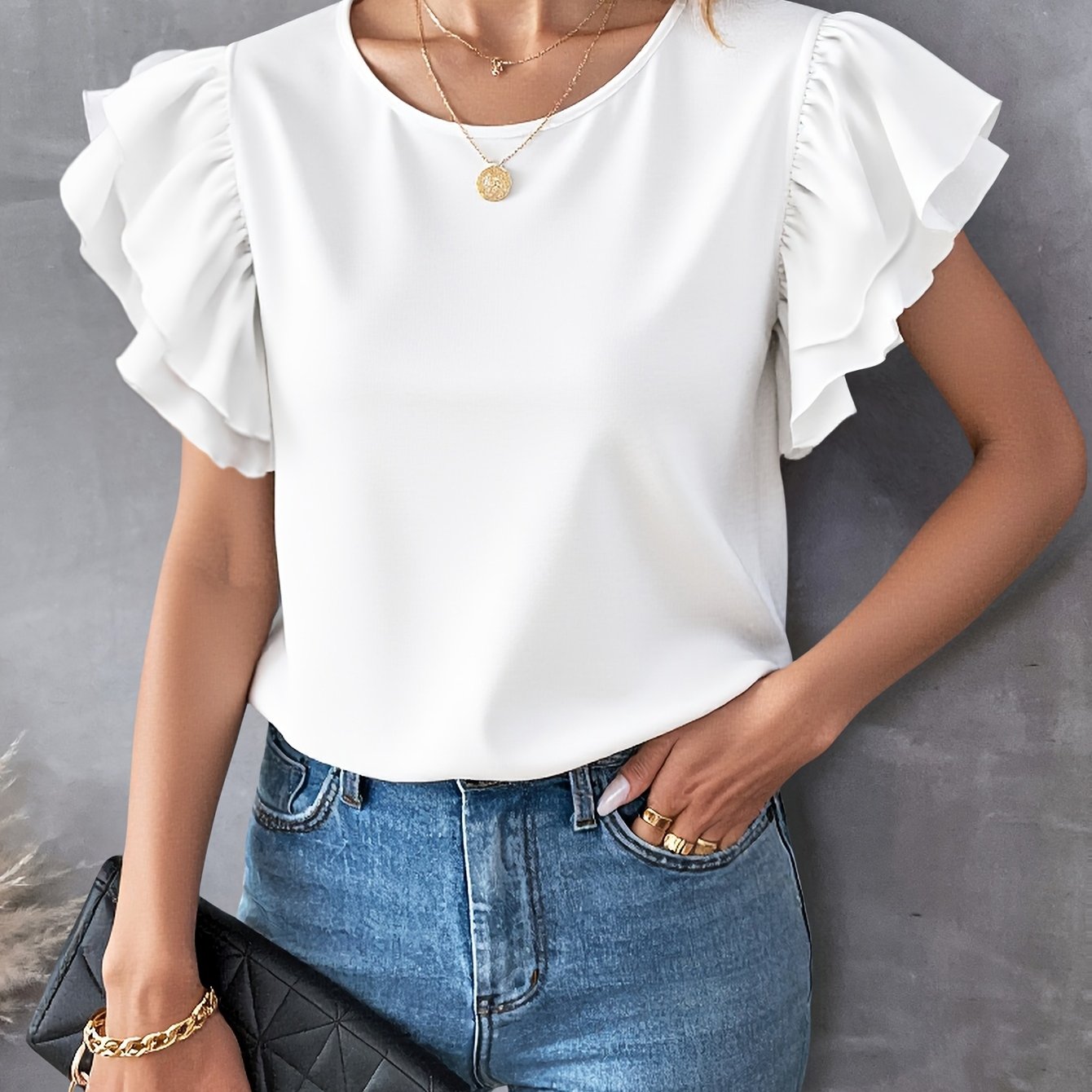 TEMU Women' Round Neck Short Sleeve Shirt
