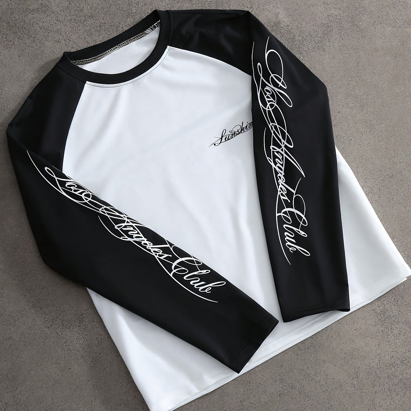 TEMU 1pc Boys' Sleeve Print Shoulder Cut Long Sleeve T-shirt - Trendy Loose Medium To Large Size -match Shoulder Cut Top