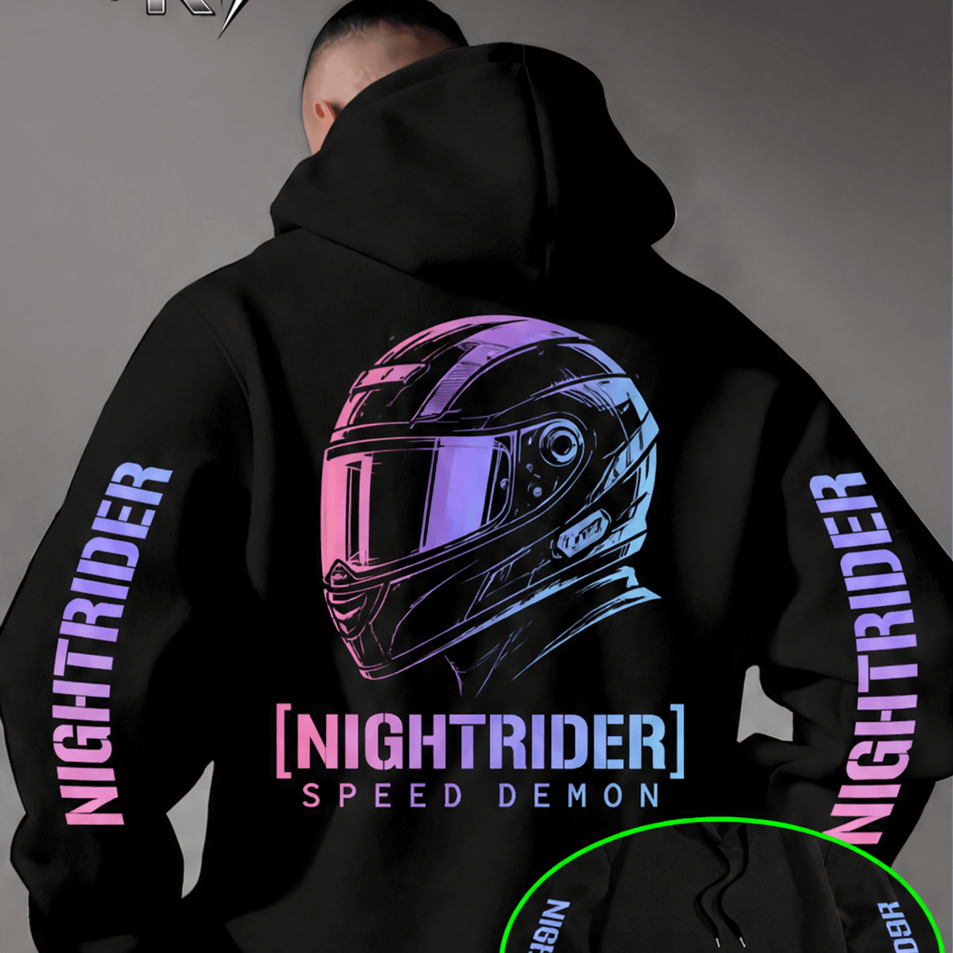 Image of Men's Motorcycle Hoodie With Speed Demon Helmet Graphic - Thickened Sweatshirt, Streetwear Pullover For Autumn , Gift Suitable For Motorcycle Enthusiasts, Machine Washable Casual Daily Wear