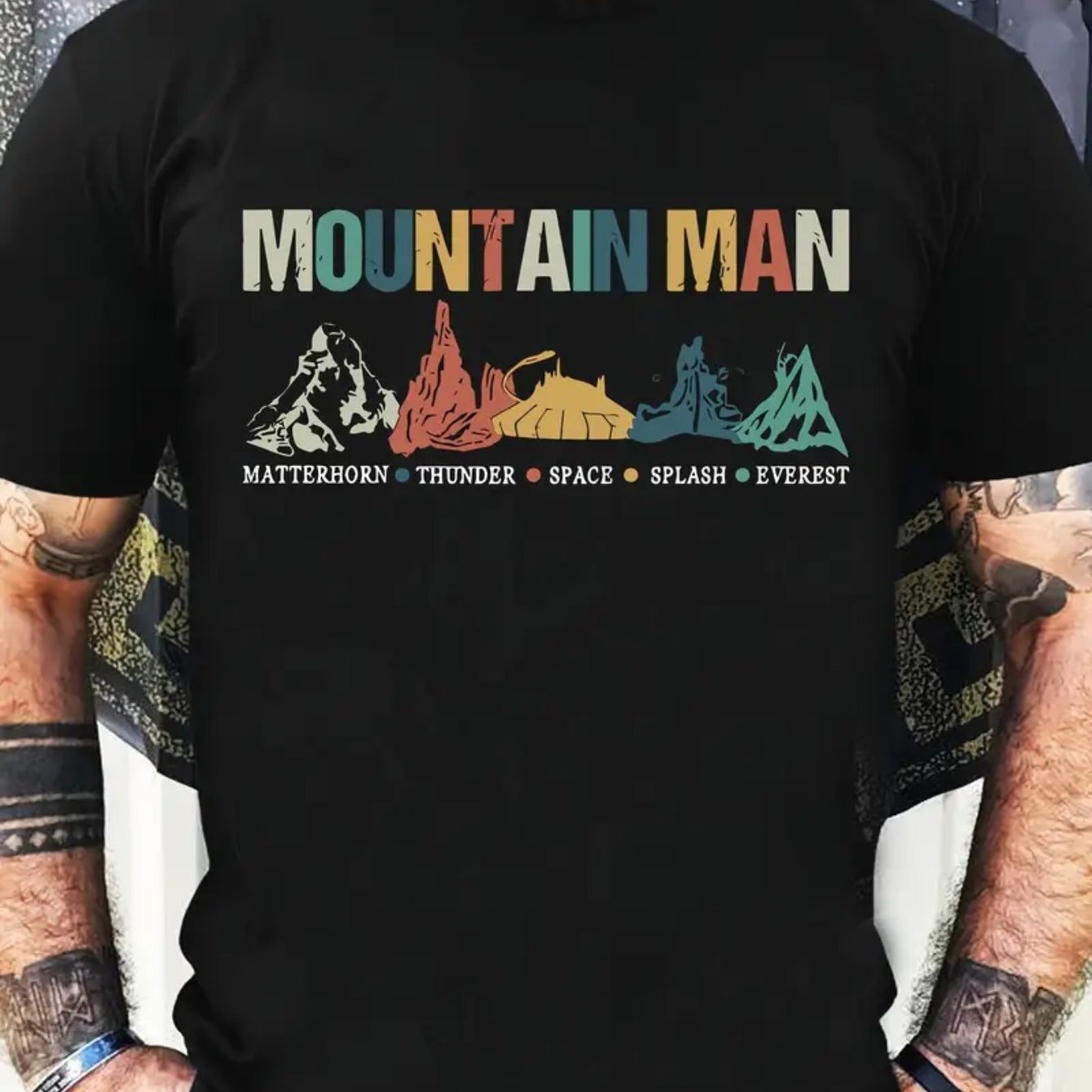 TEMU Men's Adventure-inspired Cotton T-shirt - Breathable, Fit With For All , Outdoor Activities, Short Sleeved, Loose