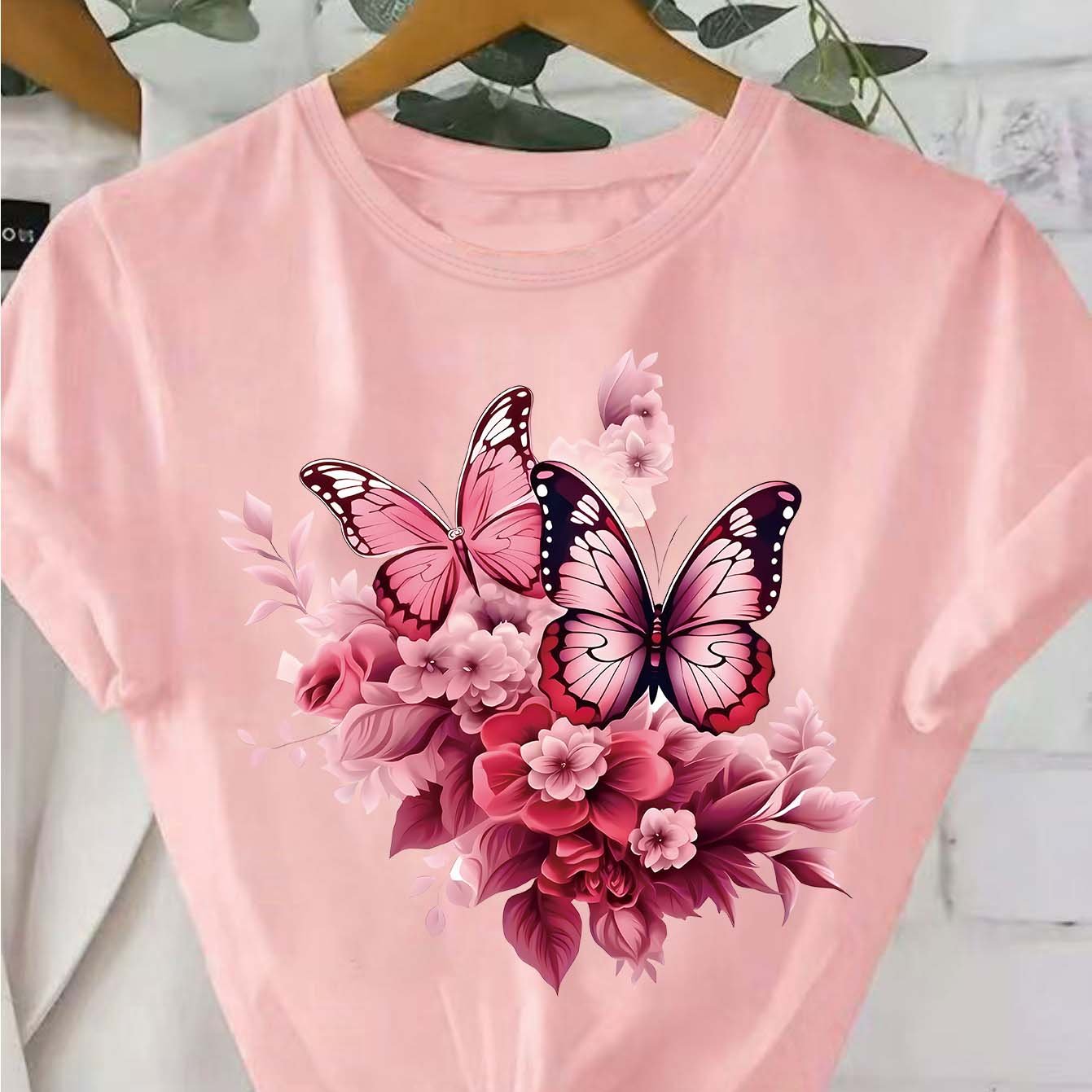 TEMU Plus Size, Women's Plus Size Casual Fashion Printed T-shirt 0-8xl, Trendy Base Layer For Daily , Style, Suitable For , Casual Wear, Short Sleeve