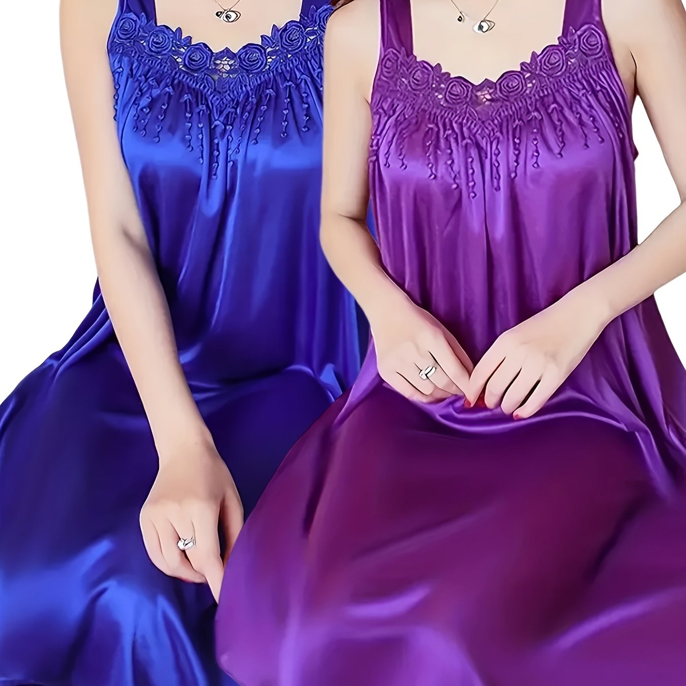 2pcs Set Fabric Sexy Sling Nightdress Lace Trim Nightdress