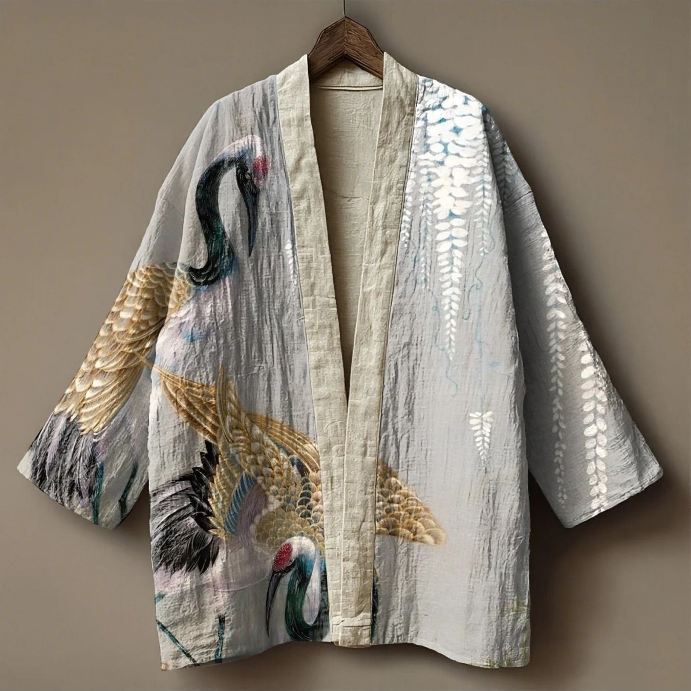 TEMU Plus Size, Japanese Stylerole Playing Cloakartistic Style Plus Size Quarter Sleeve Kimono, Landscape Famous Painting Printed Pattern Women's