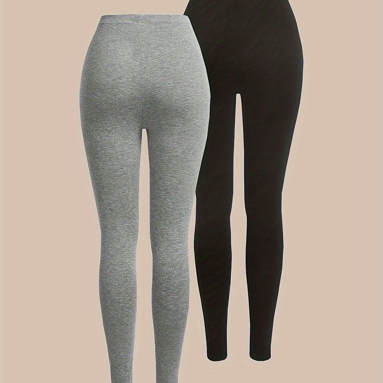 Two-pack Women's Leggings, Light Gray-black, Tight-fitting, Pants For Spring/autumn Outerwear