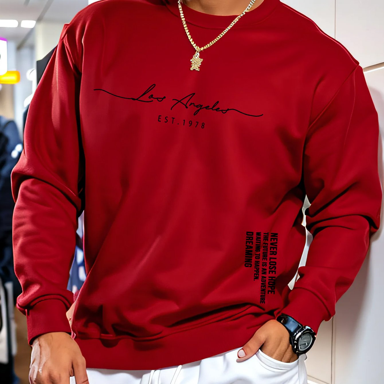 TEMU Tendance Mode Homme avec un Design Facile et une Étoffe , Imprimé Graphique Los Angeles. Parfait pour les Équipes et Clubs, Idéal comme Cadeau