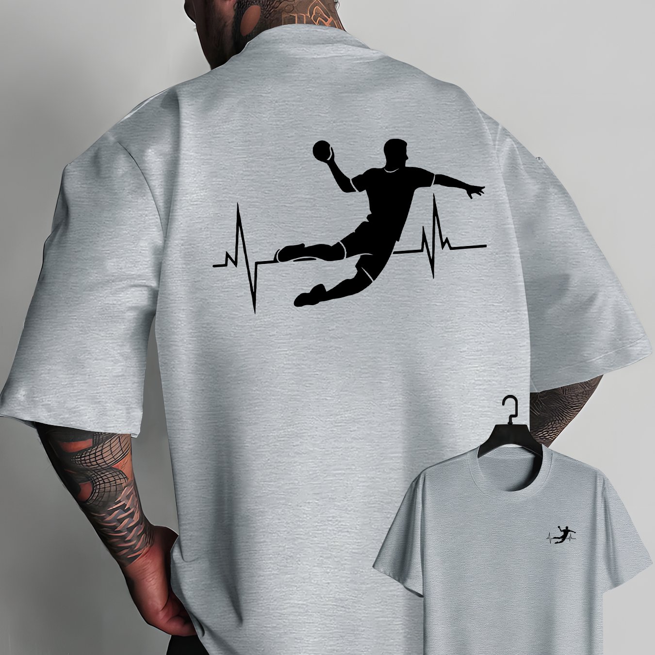 TEMU T-shirt de de handball pour homme - T-shirt décontracté à col rond avec impression sportive /arrière, adapté aux athlètes et fans de handball