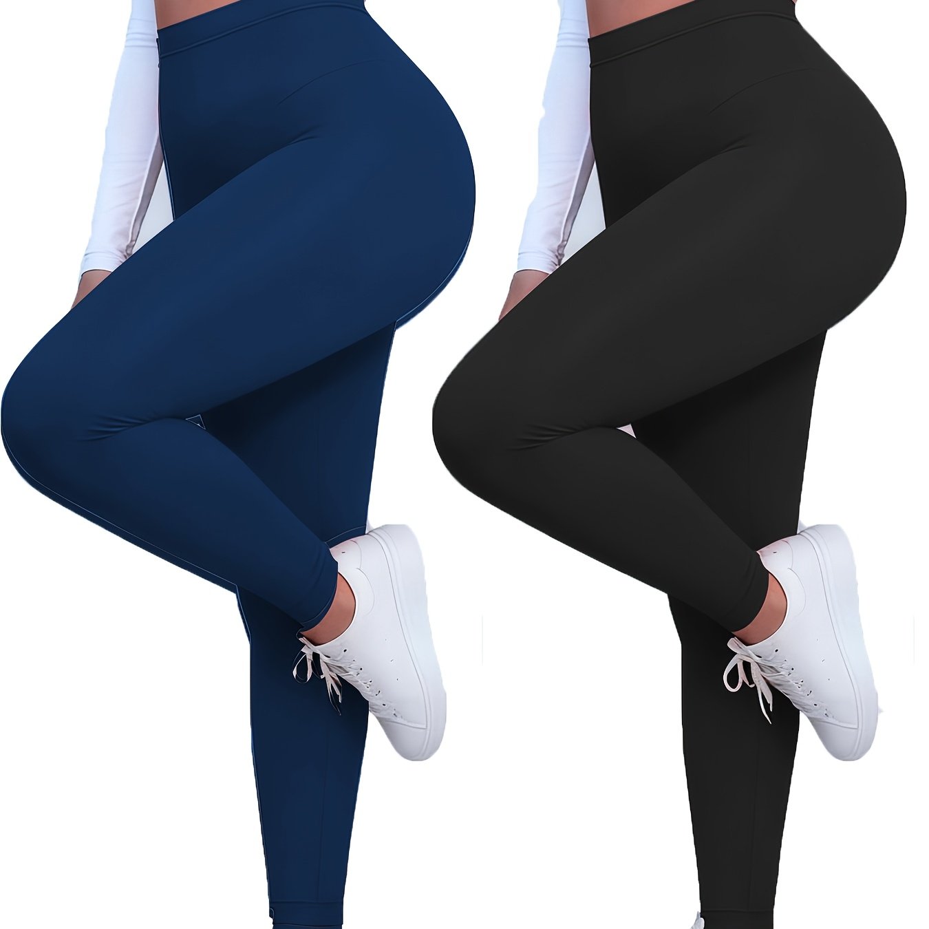 Plus Size, Dvojni Paket Plus Size Enobarvne Priložnostne Hlače