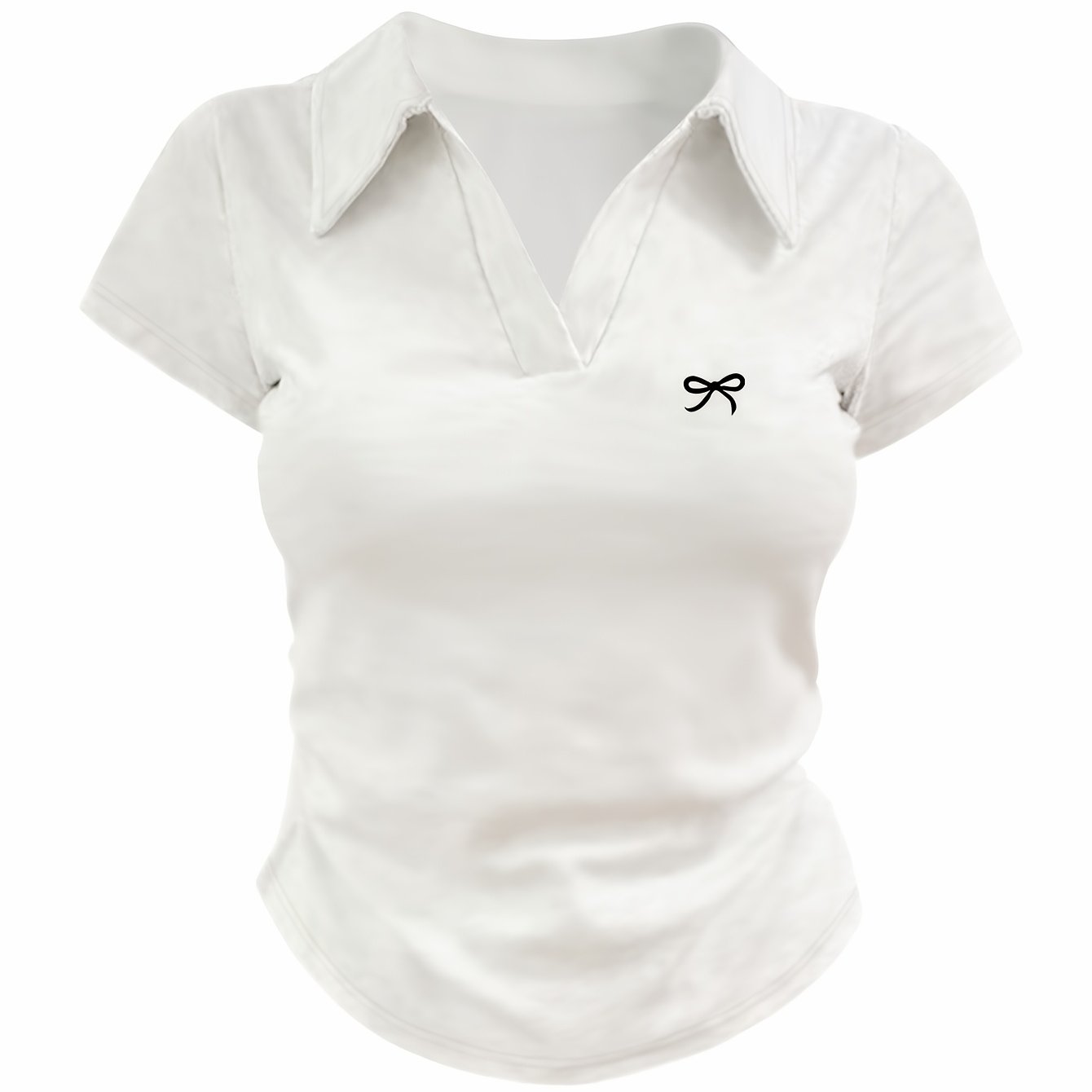 Image of 8218 Collar Waist-fitting Short-sleeve T-shirt Base Model