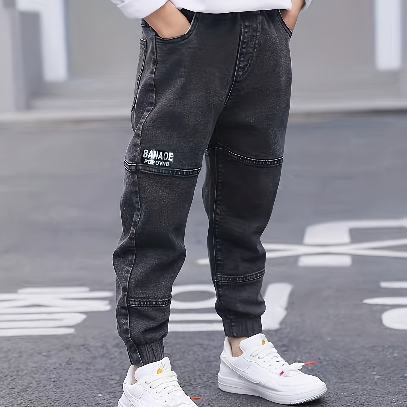 Boys' Simple Ribbed Cuff Jeans