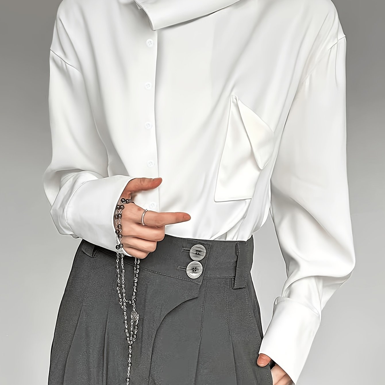 Women' Color Button-up Long Sleeve Shirt